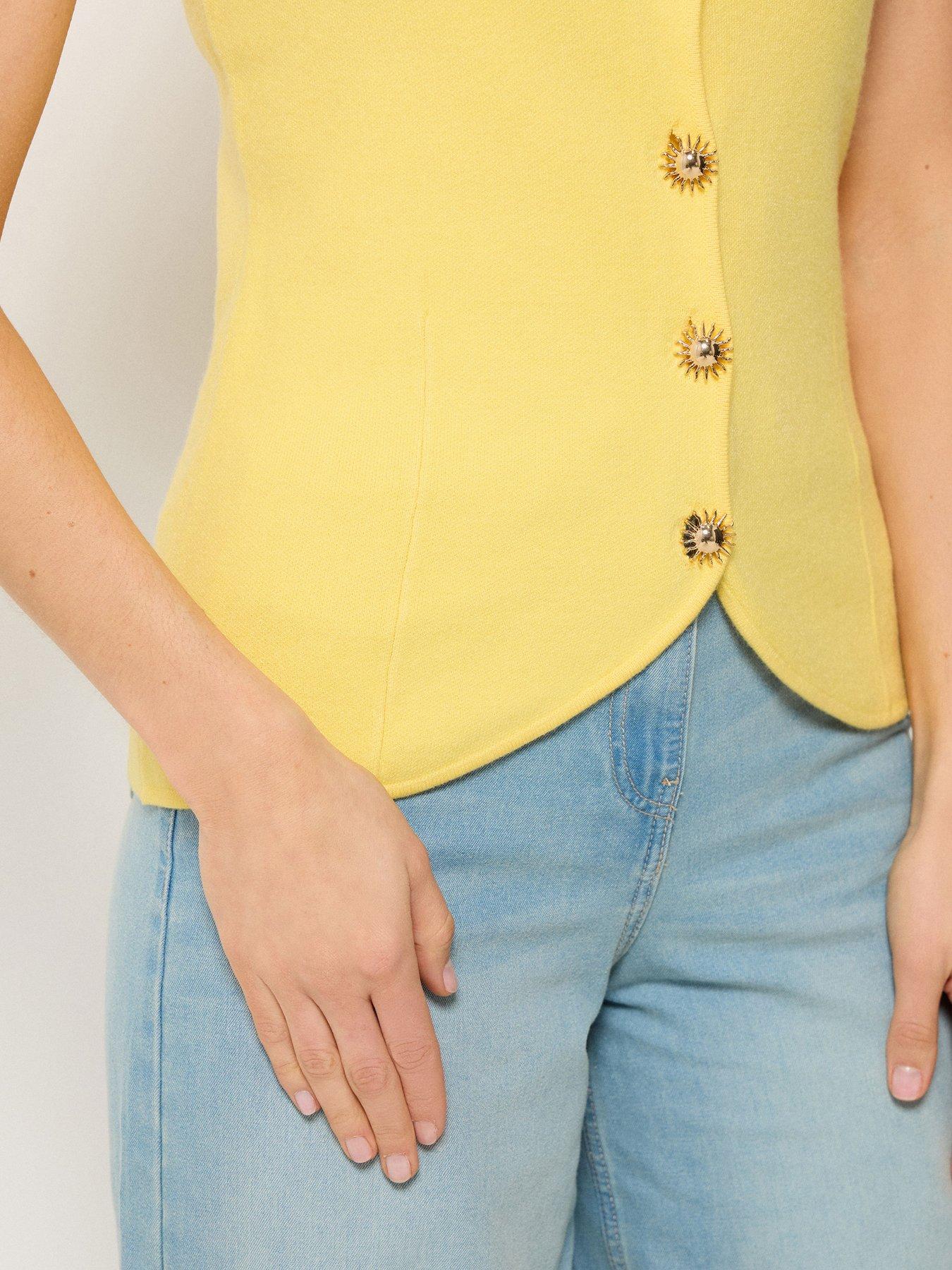  image of long-tall-sally-button-knit-vest-yellow