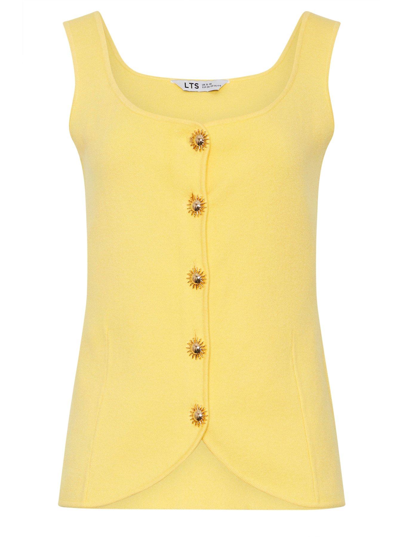  image of long-tall-sally-button-knit-vest-yellow