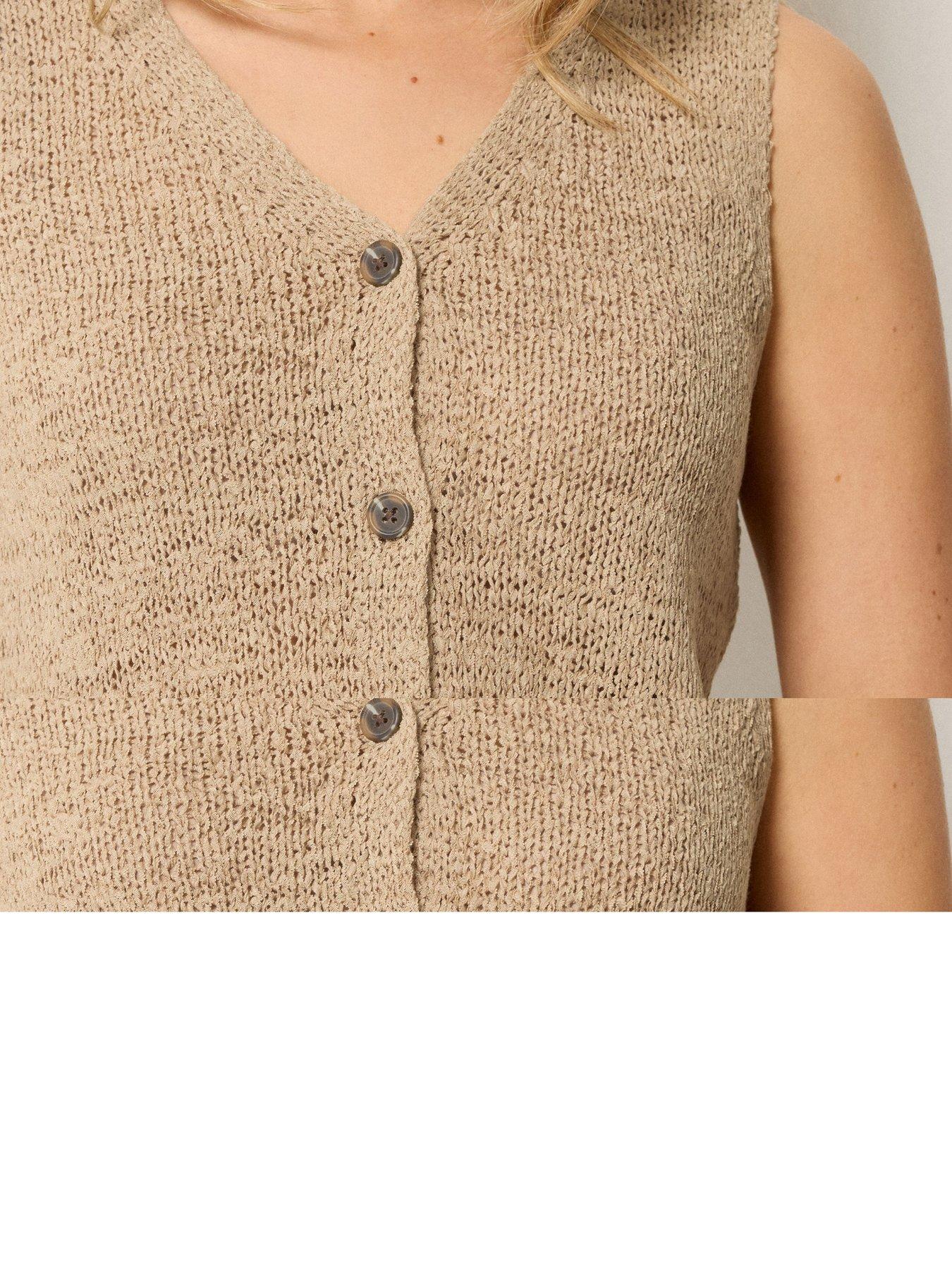 Image 4 of 5 of Long Tall Sally Tape Yarn Vest - Cream