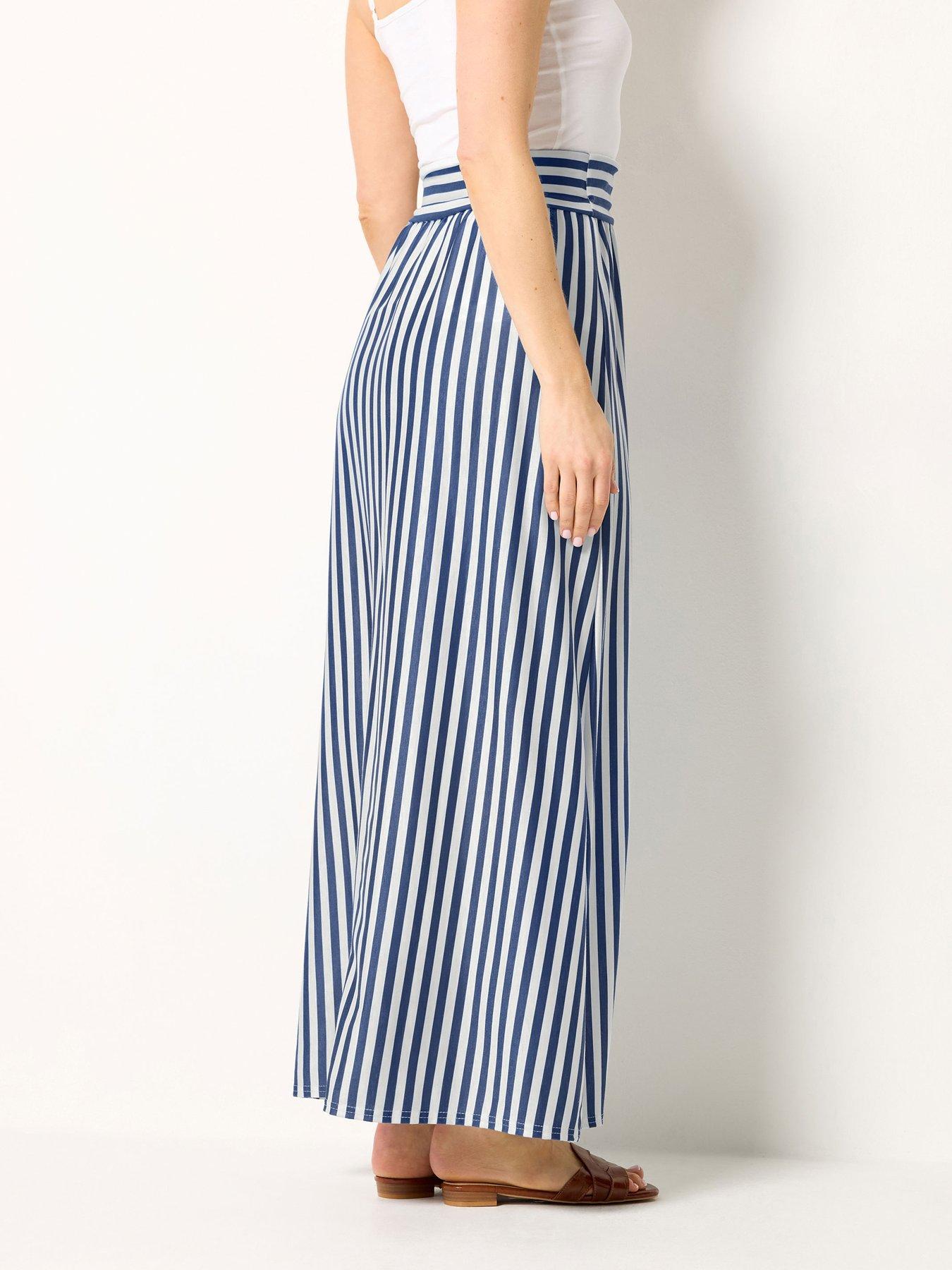 Image 2 of 5 of Long Tall Sally Stripe Maxi Skirt - Blue