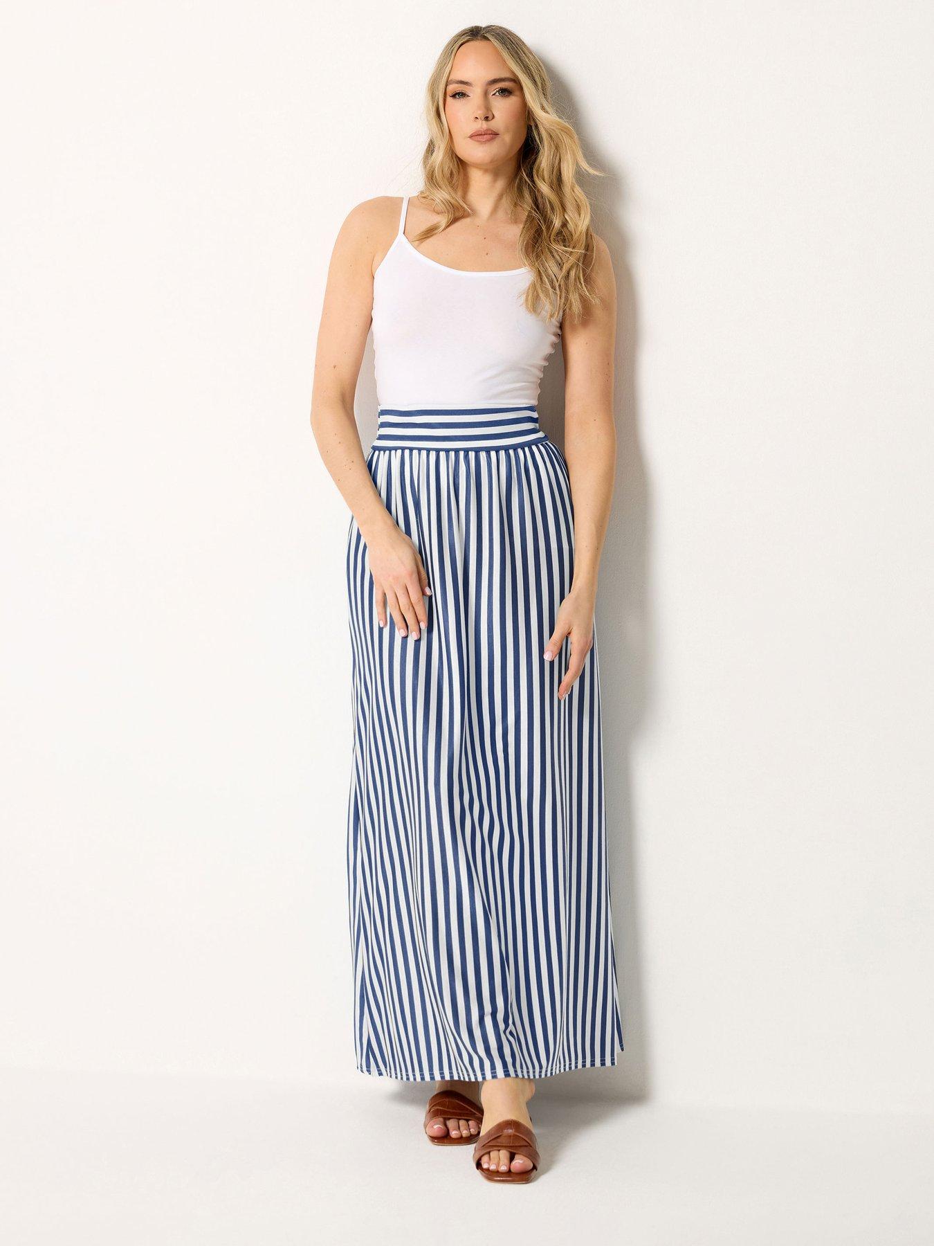 Image 3 of 5 of Long Tall Sally Stripe Maxi Skirt - Blue