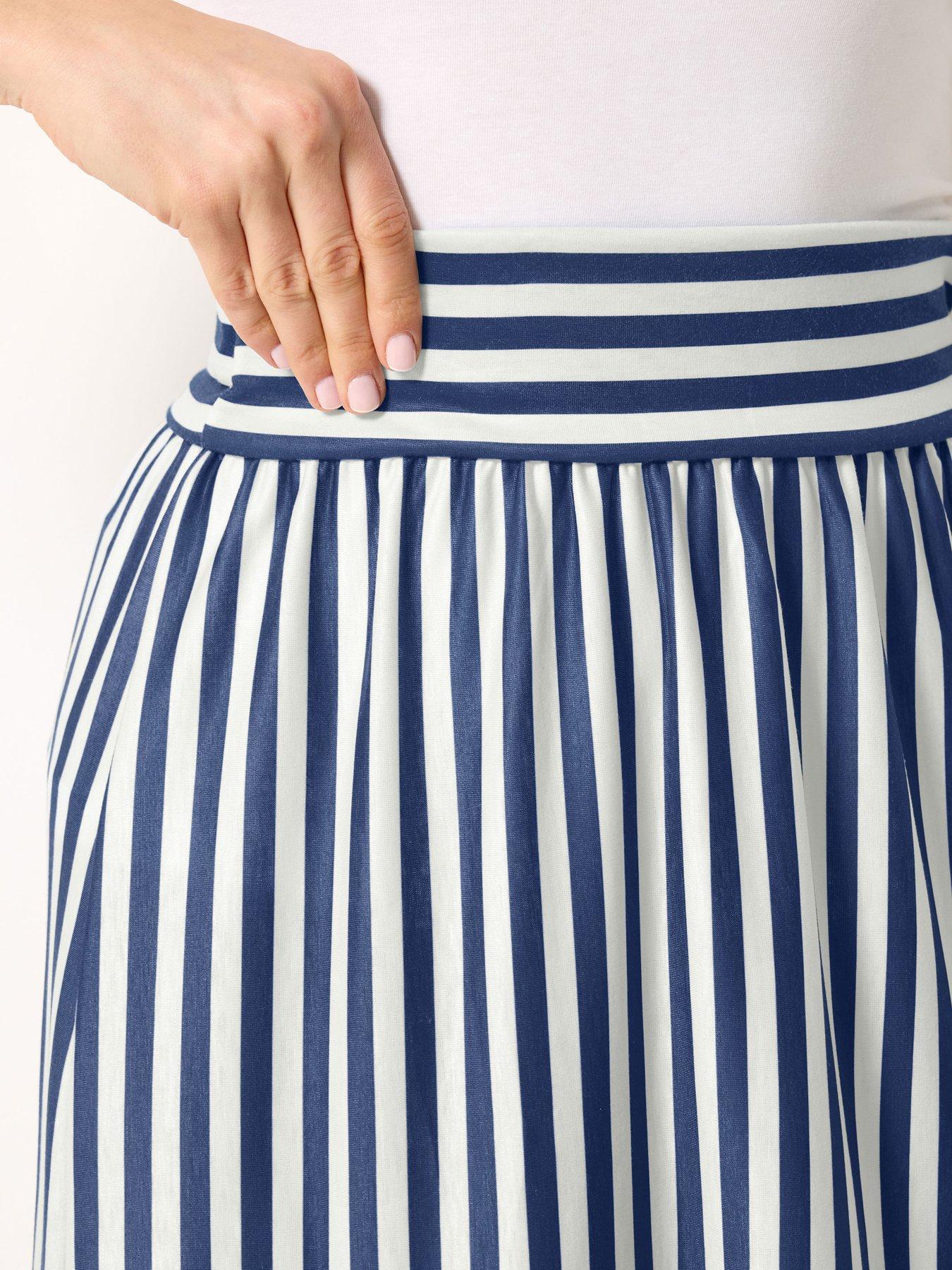 Image 4 of 5 of Long Tall Sally Stripe Maxi Skirt - Blue