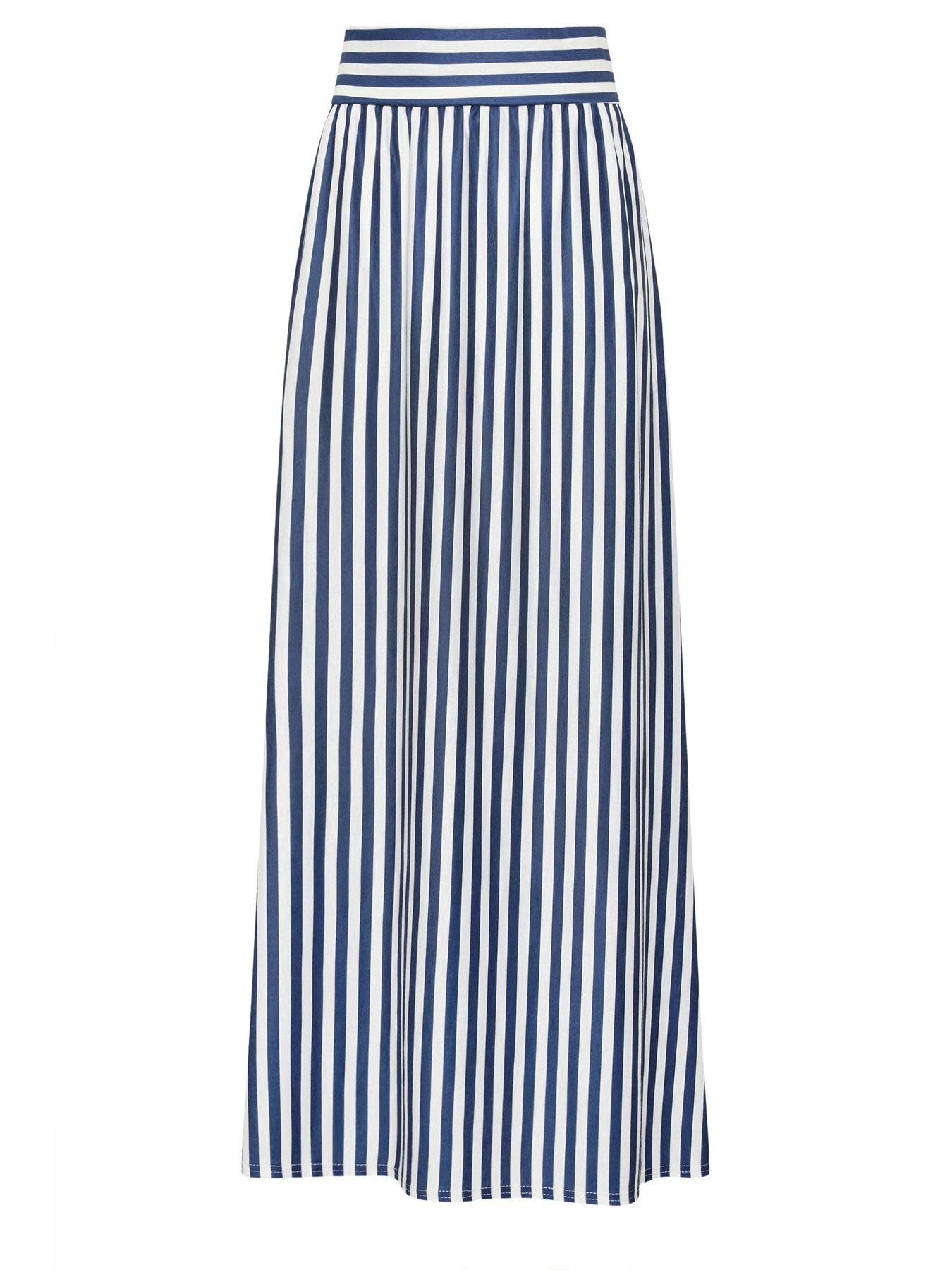 Image 5 of 5 of Long Tall Sally Stripe Maxi Skirt - Blue