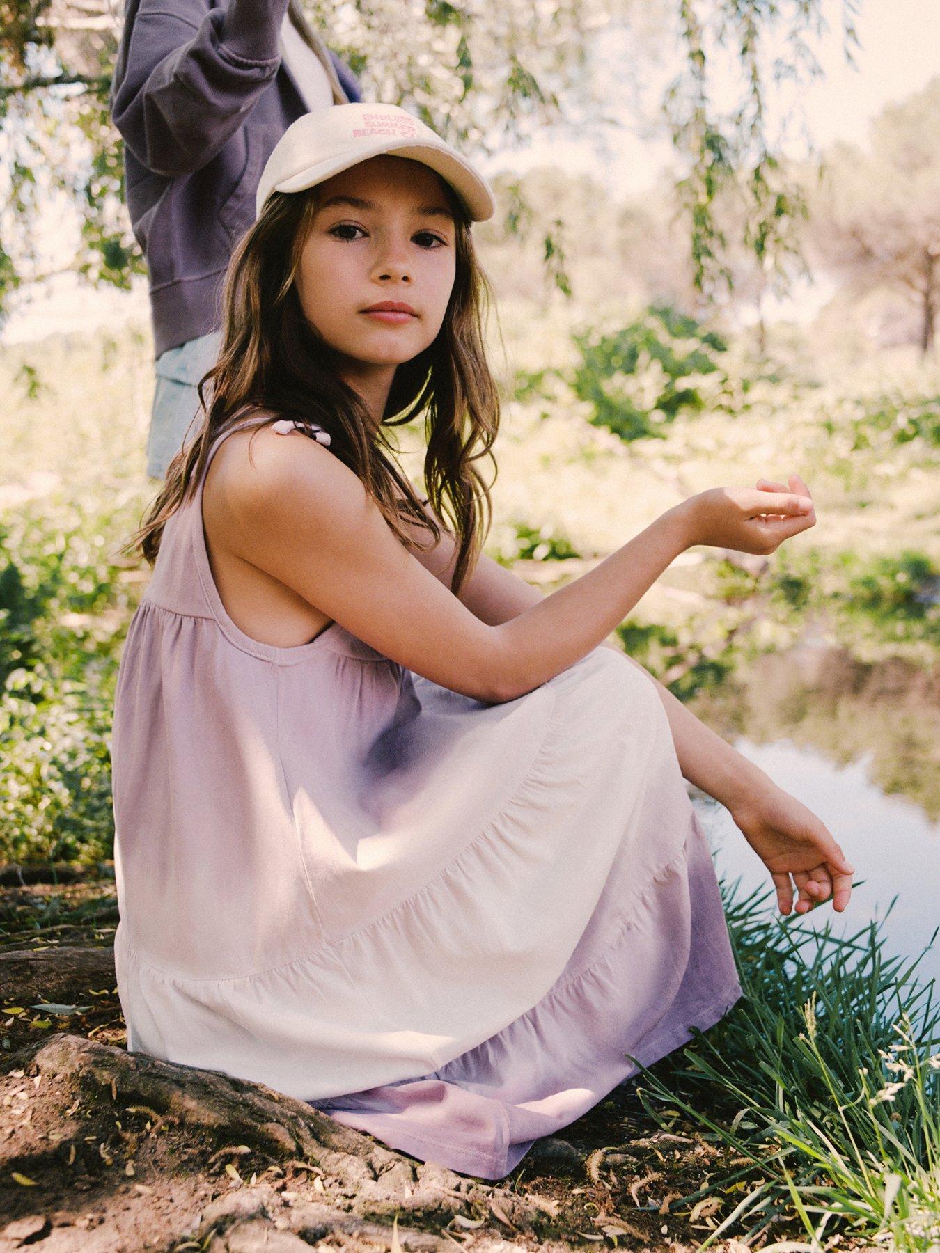 Mango Girls Jersey Tie Dye Dress - Purple
