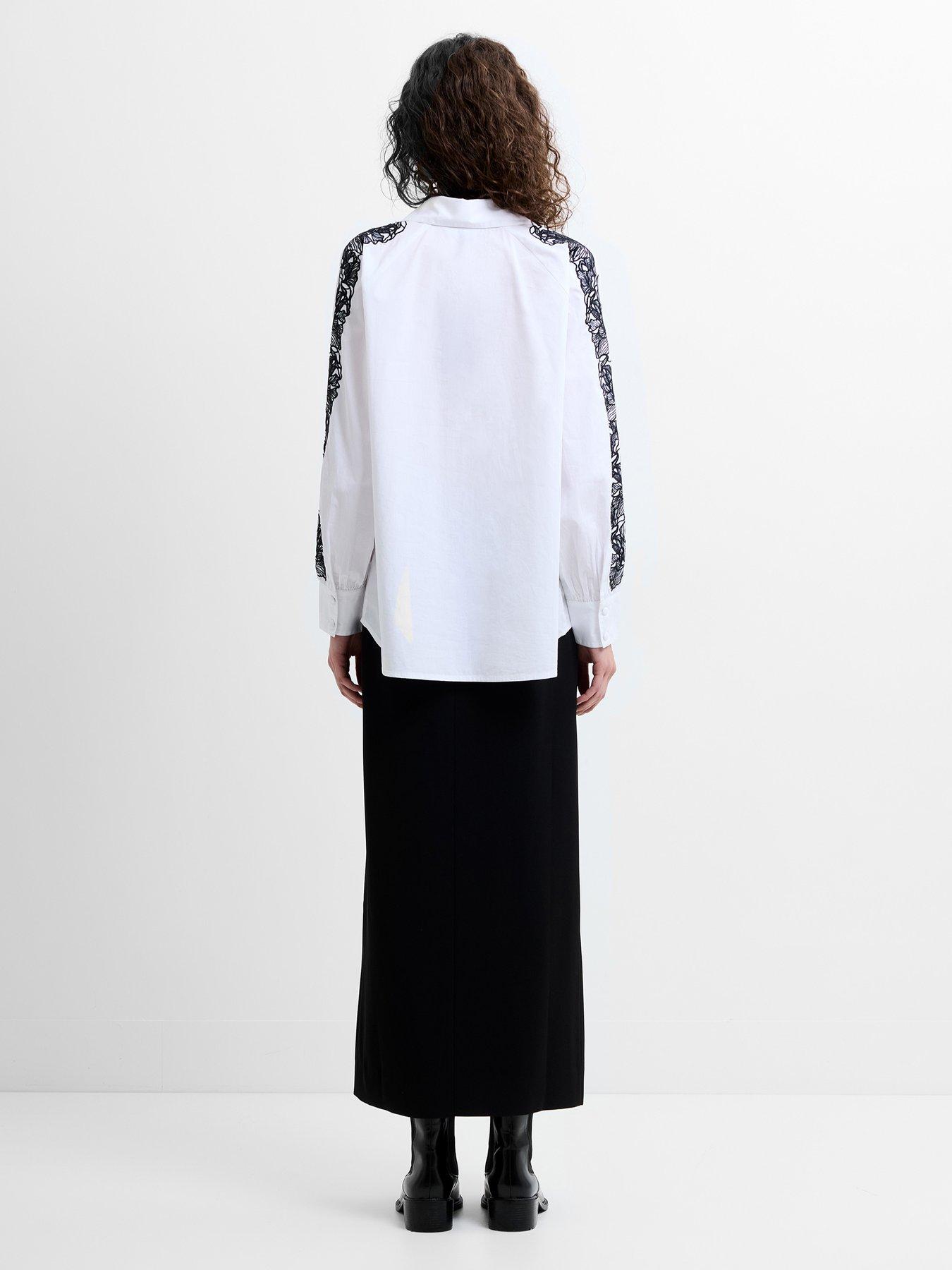  image of french-connection-cotton-embroidered-long-sleeve-button-shirt