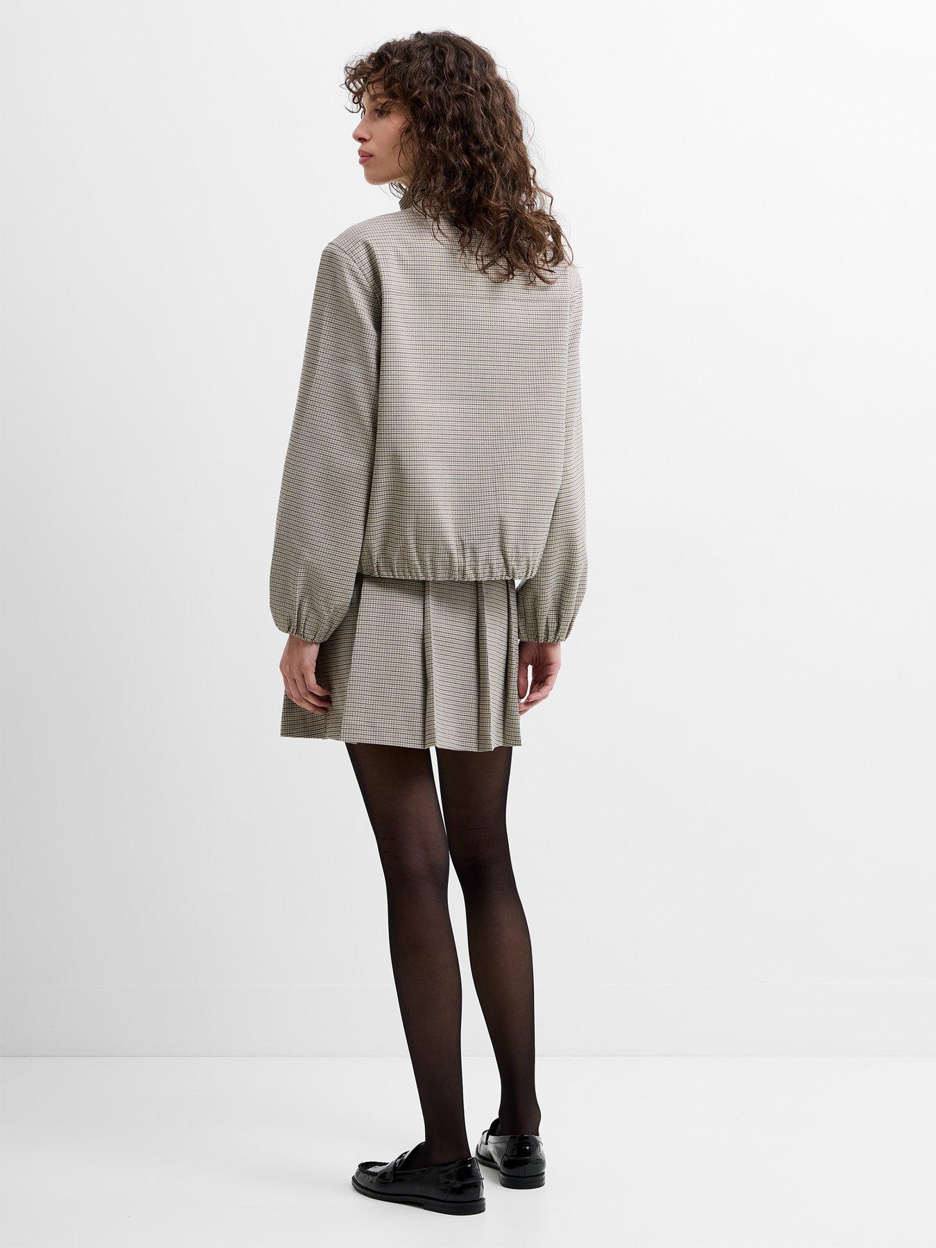 Image 3 of 5 of French Connection Micro-check High Neck Elasticated Hem Jacket