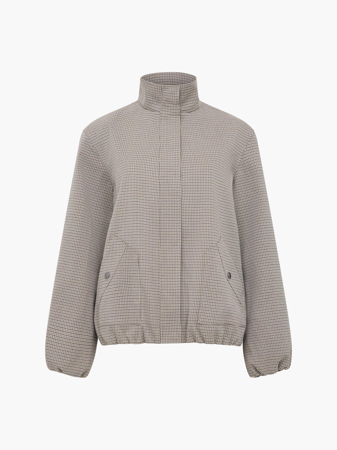 Image 5 of 5 of French Connection Micro-check High Neck Elasticated Hem Jacket