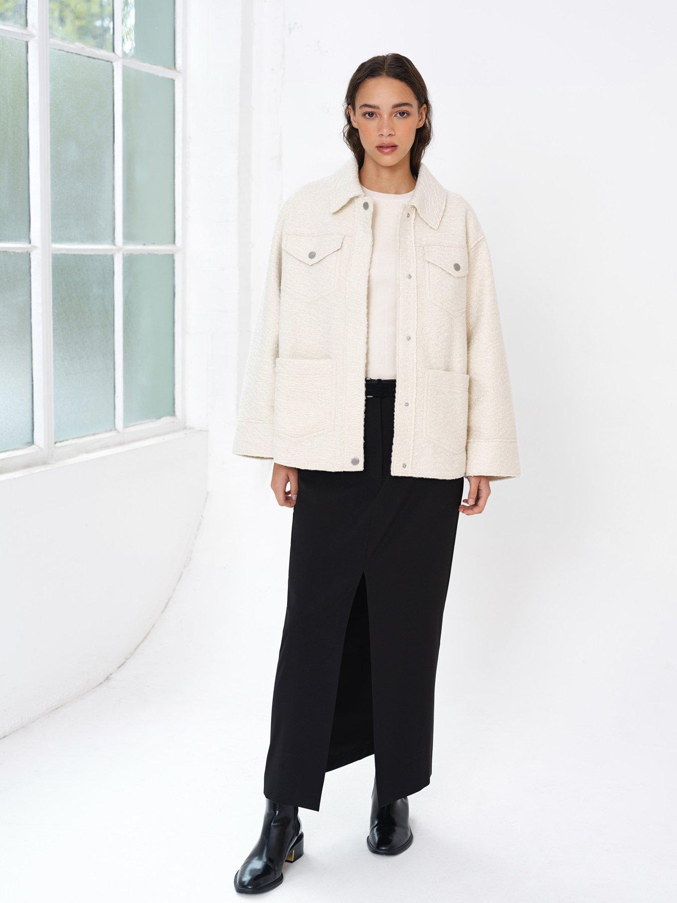  image of french-connection-collared-boucle-oversized-jacket