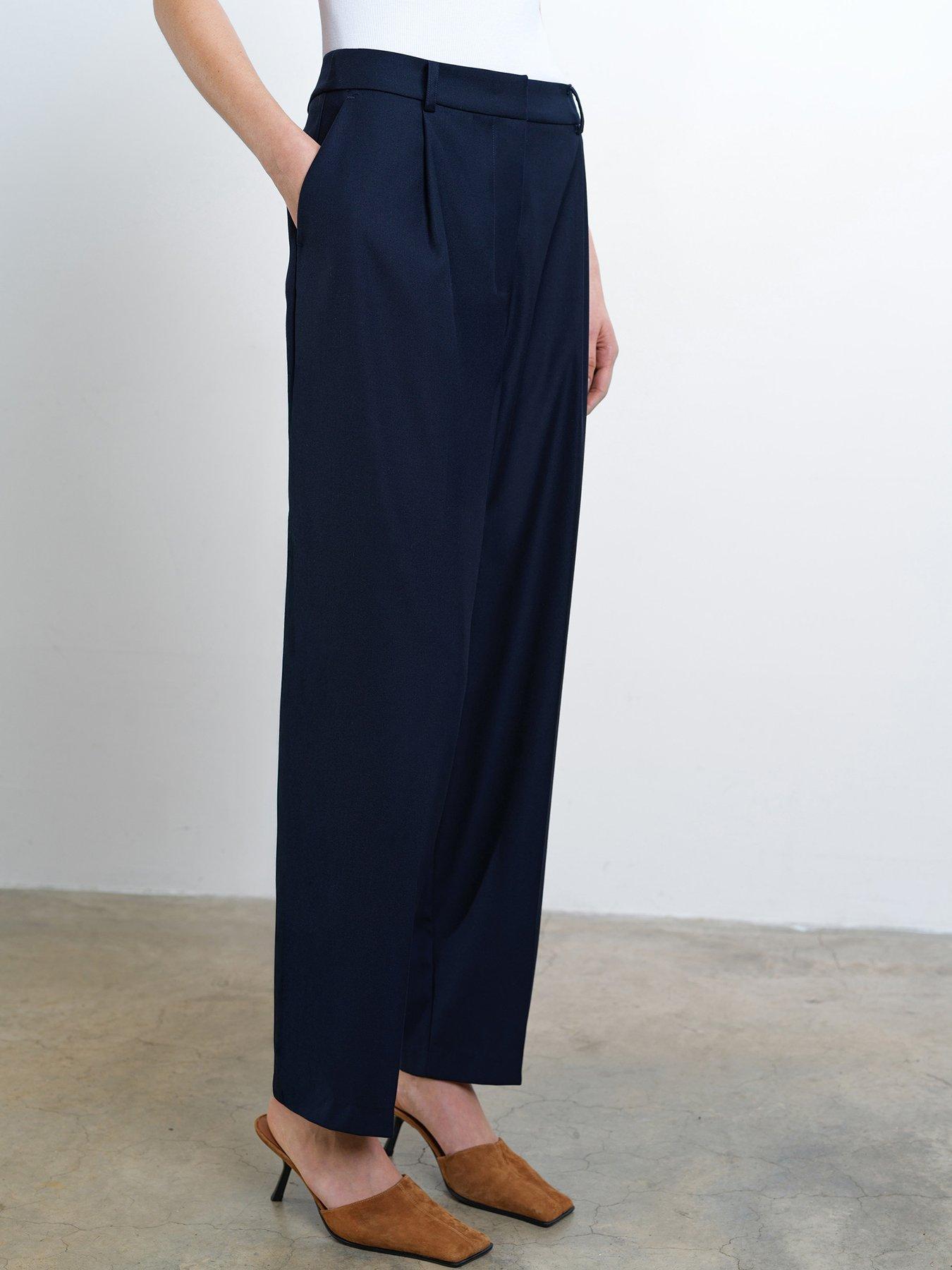  image of french-connection-barrel-leg-formal-trousers-navy