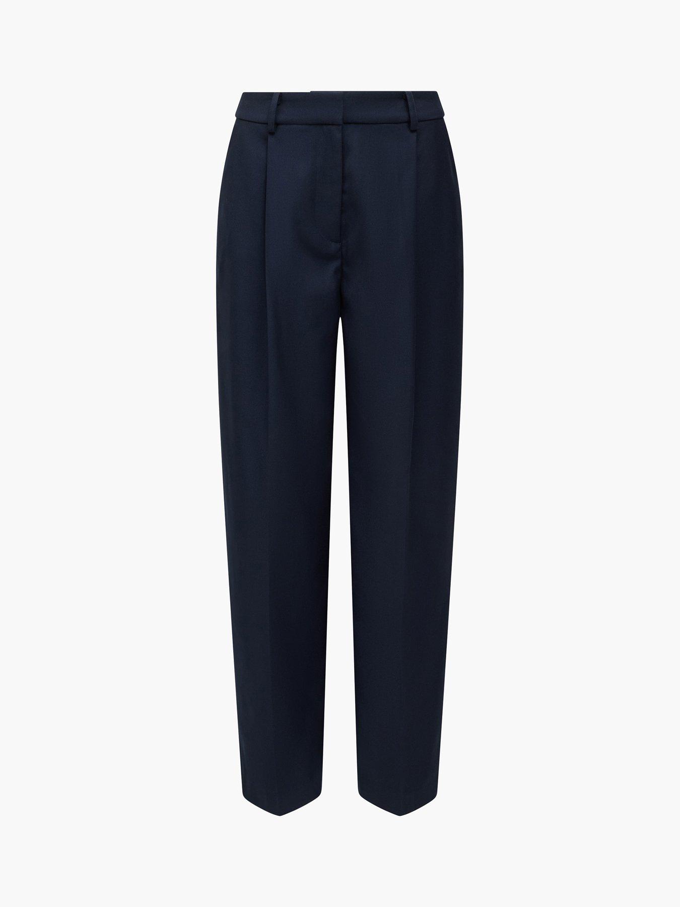  image of french-connection-barrel-leg-formal-trousers-navy