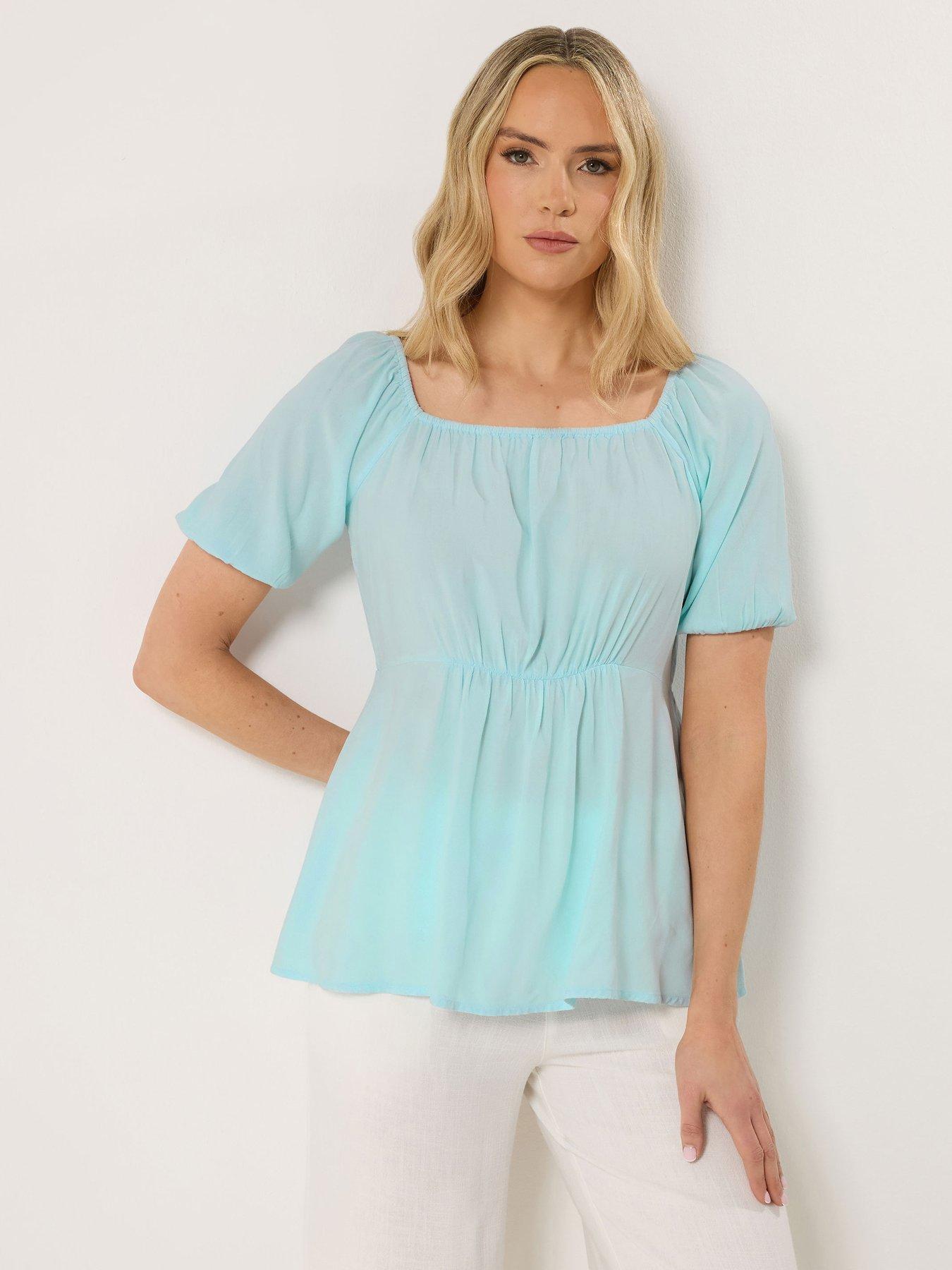 front image of long-tall-sally-square-neck-blouse-blue