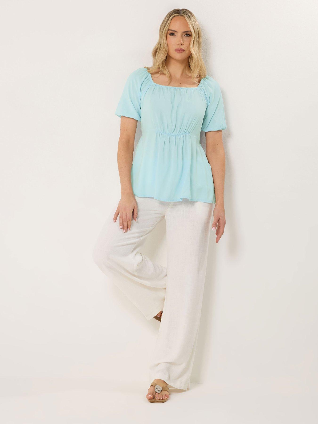  image of long-tall-sally-square-neck-blouse-blue