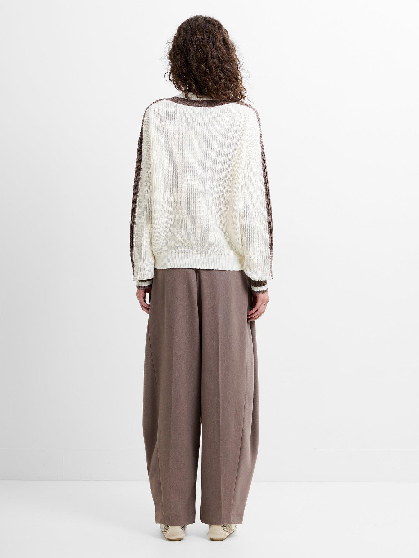  image of french-connection-v-neck-varsity-knit-jumper-white