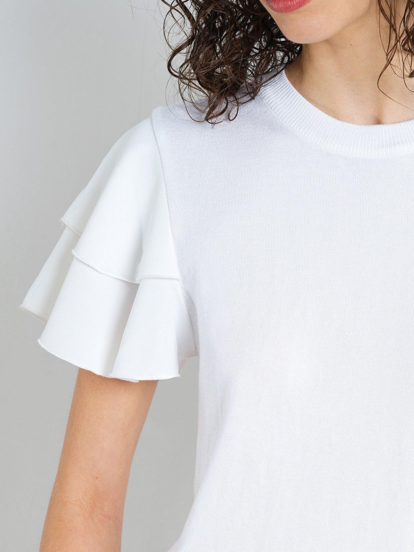 Image 3 of 5 of French Connection Crew Neck Ruffle Sleeve Top