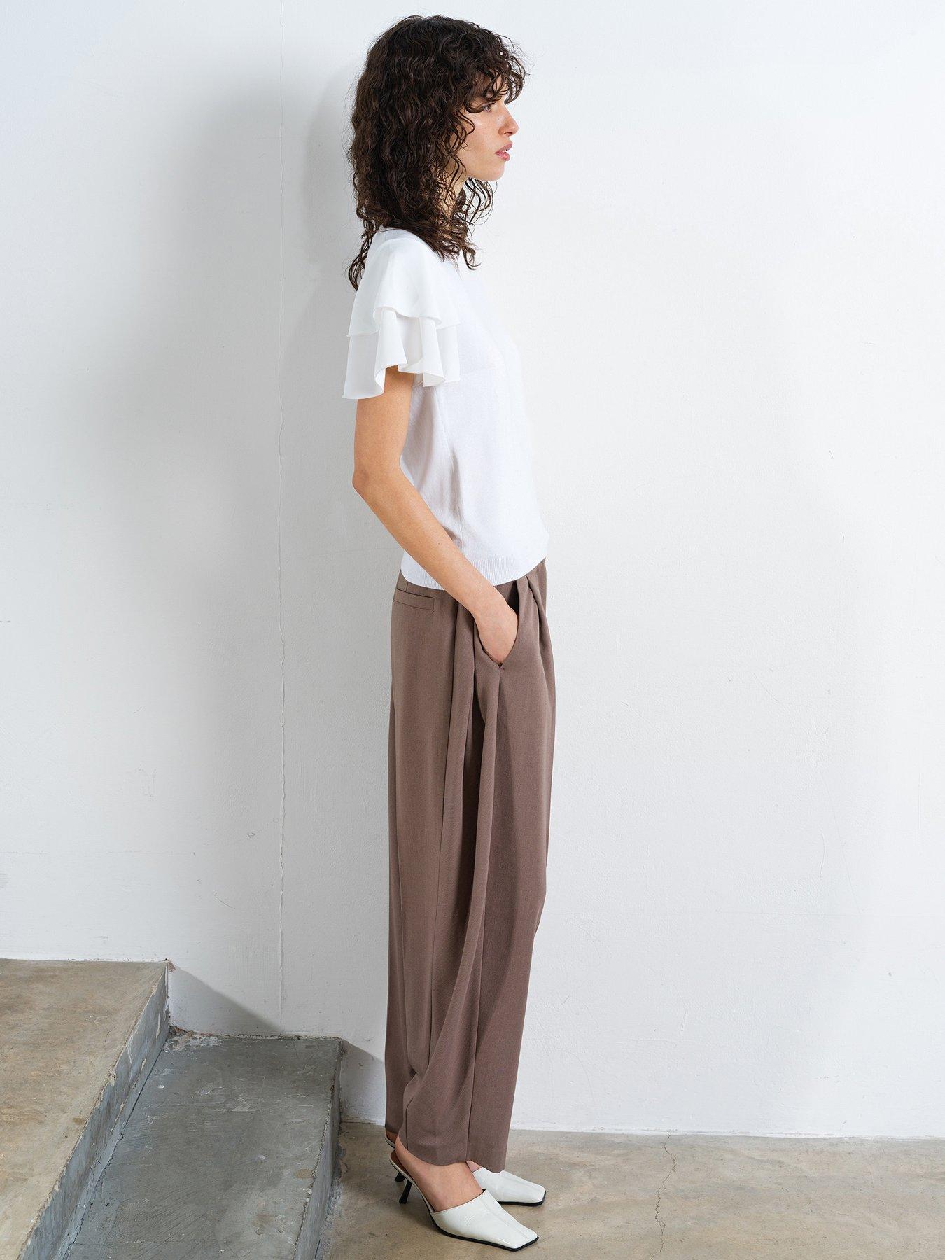 Image 4 of 5 of French Connection Crew Neck Ruffle Sleeve Top