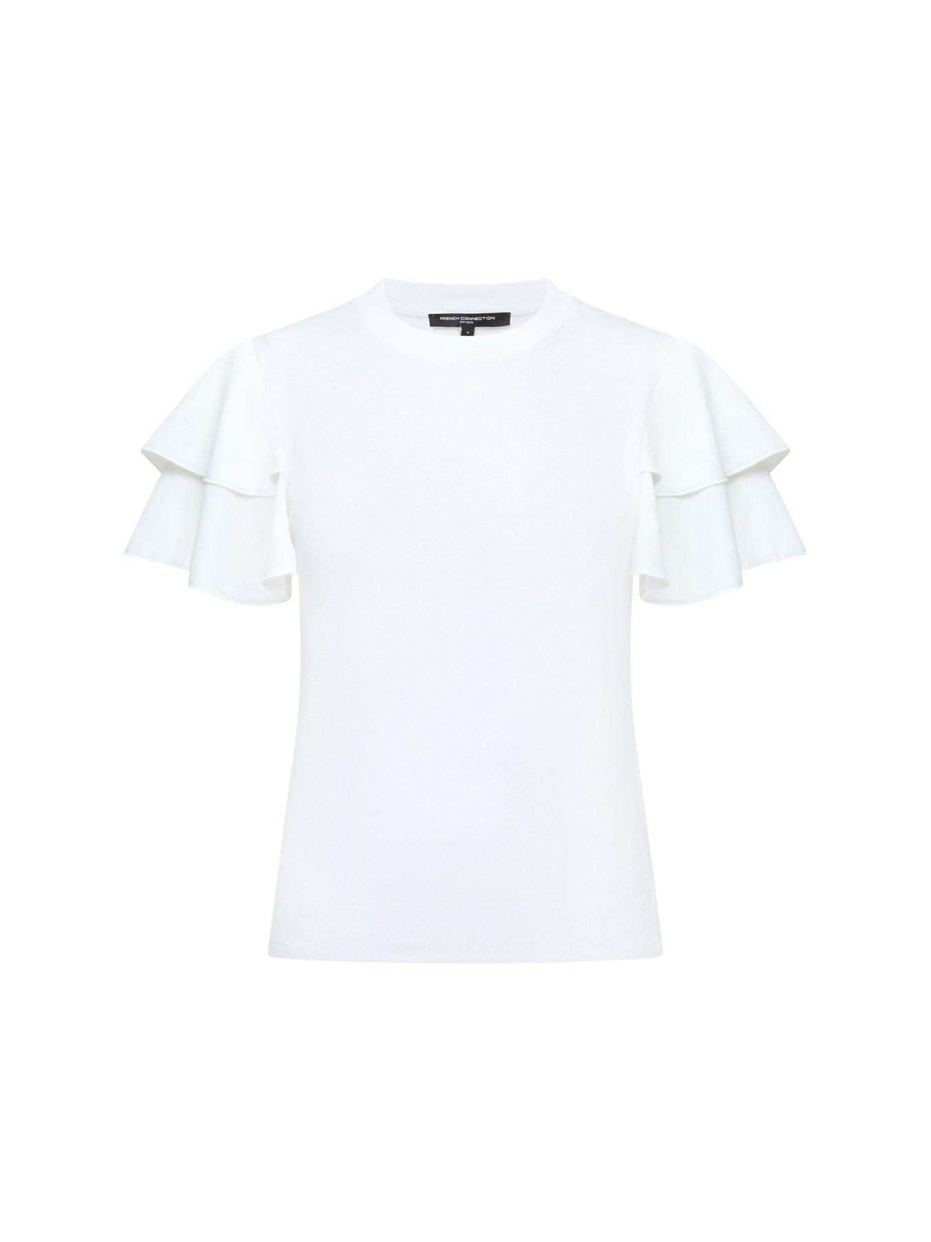 Image 5 of 5 of French Connection Crew Neck Ruffle Sleeve Top