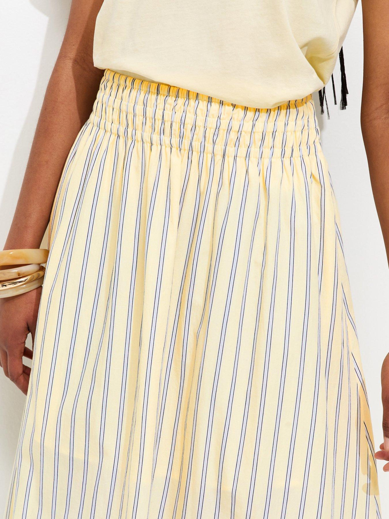 Image 4 of 5 of New Look Yellow Striped Midi Skirt
