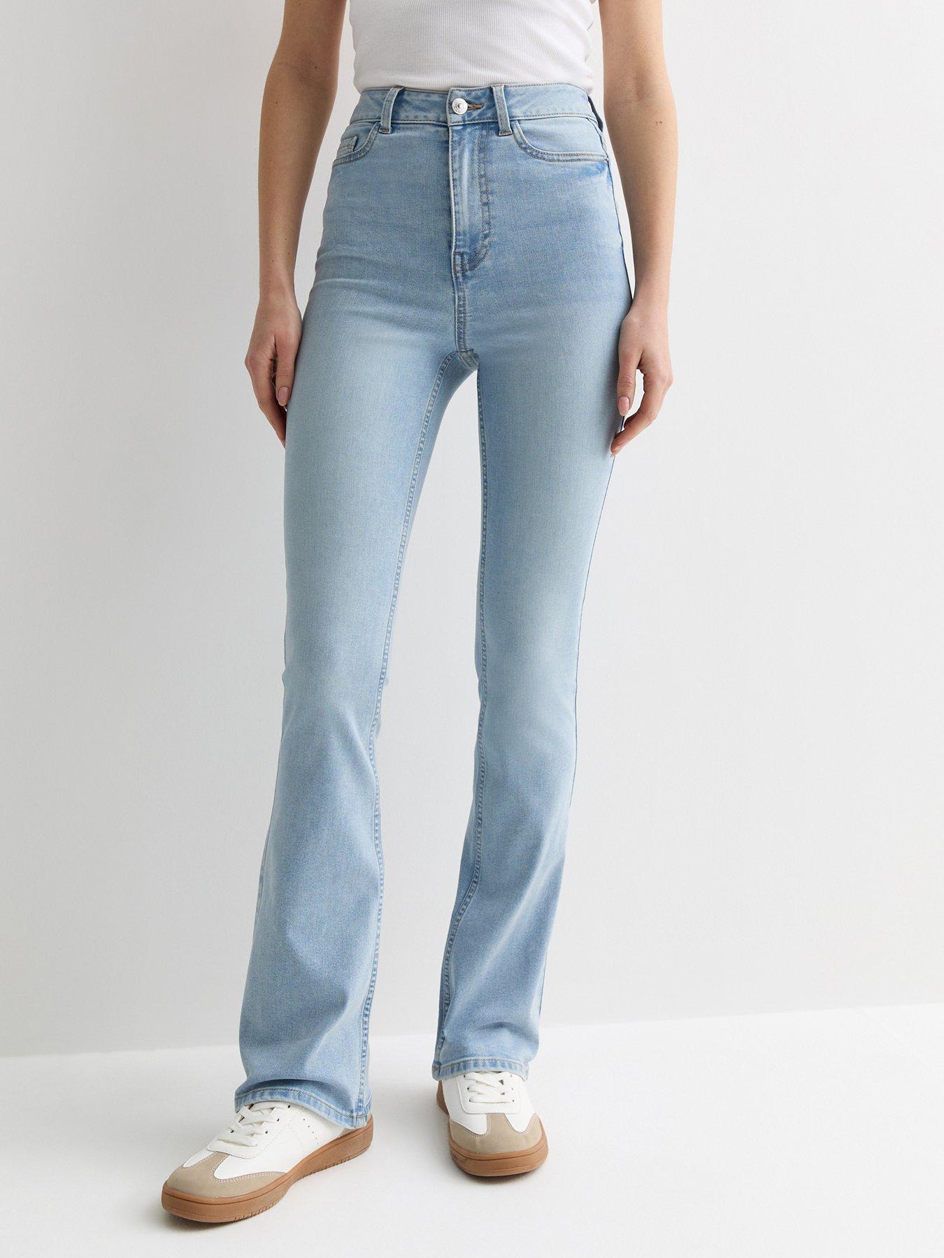Image 1 of 7 of New Look Pale Blue Waist Enhance Quinn Bootcut Stretch Denim Jeans
