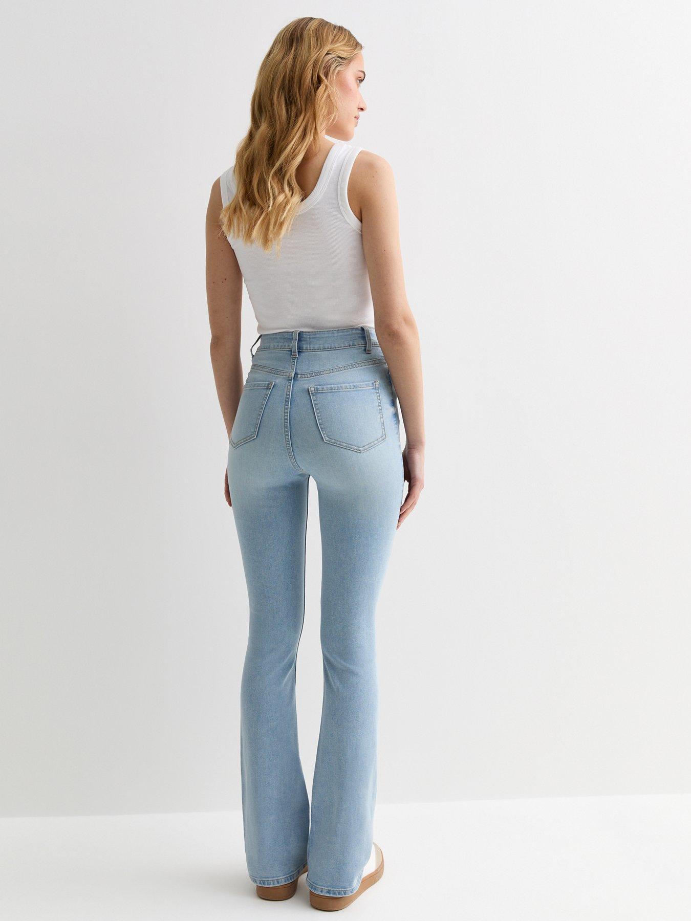 Image 5 of 7 of New Look Pale Blue Waist Enhance Quinn Bootcut Stretch Denim Jeans