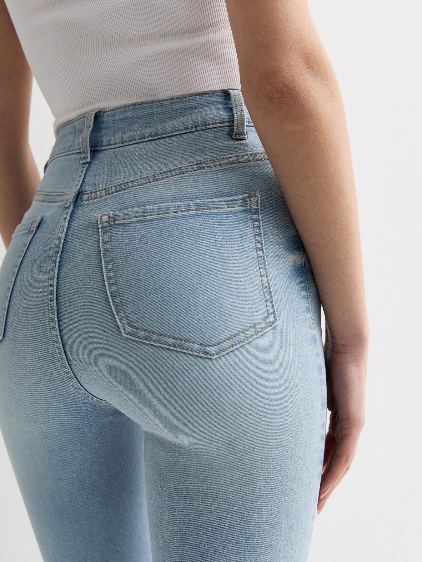 Image 7 of 7 of New Look Pale Blue Waist Enhance Quinn Bootcut Stretch Denim Jeans