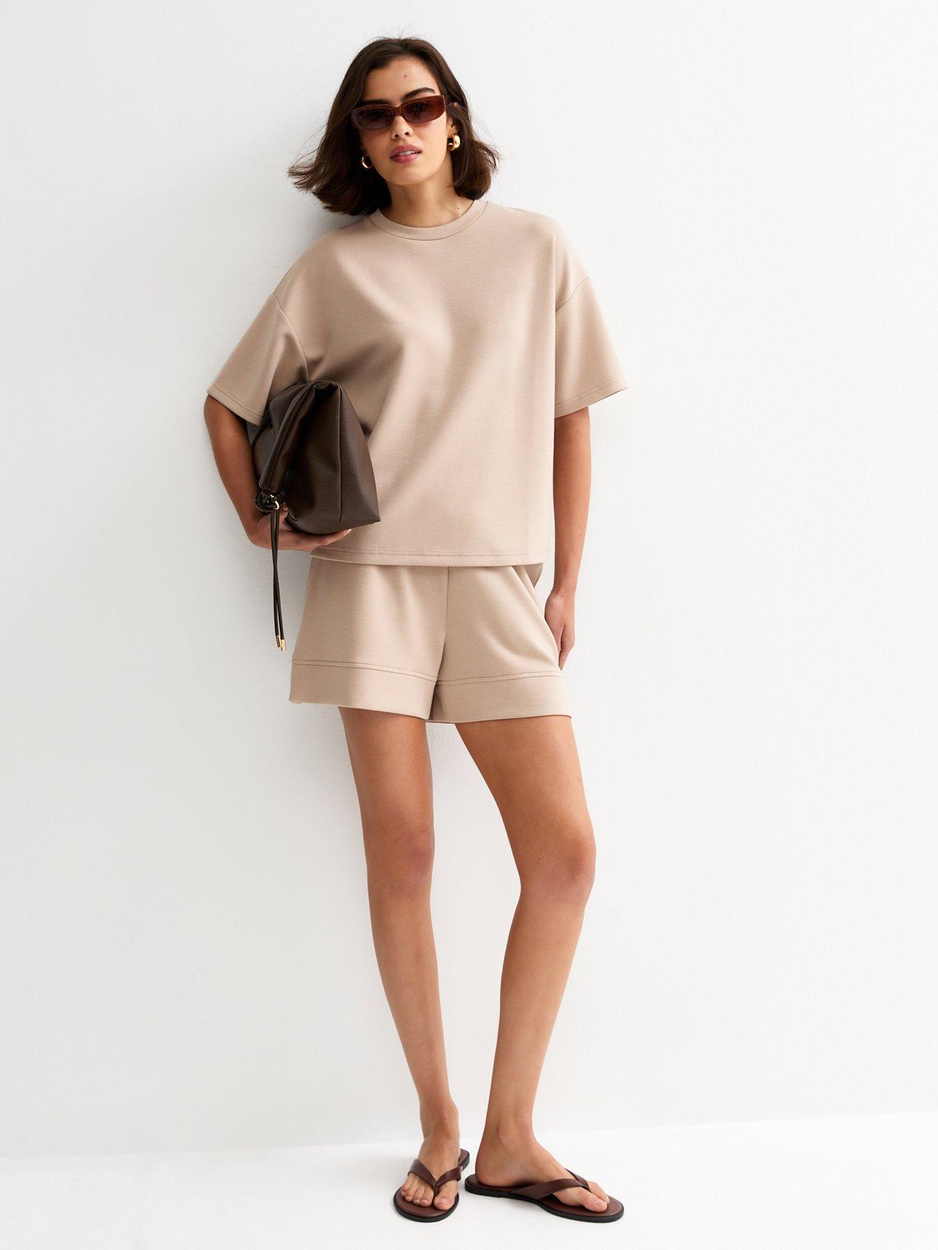 Image 3 of 5 of New Look Premium Mink Side Split Shorts - Brown