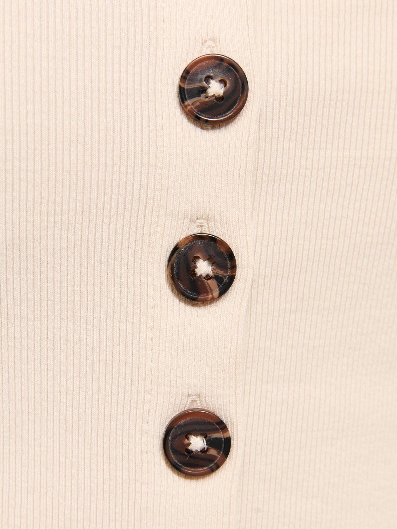 Image 5 of 5 of New Look Premium Button Through Vest Top - Off White
