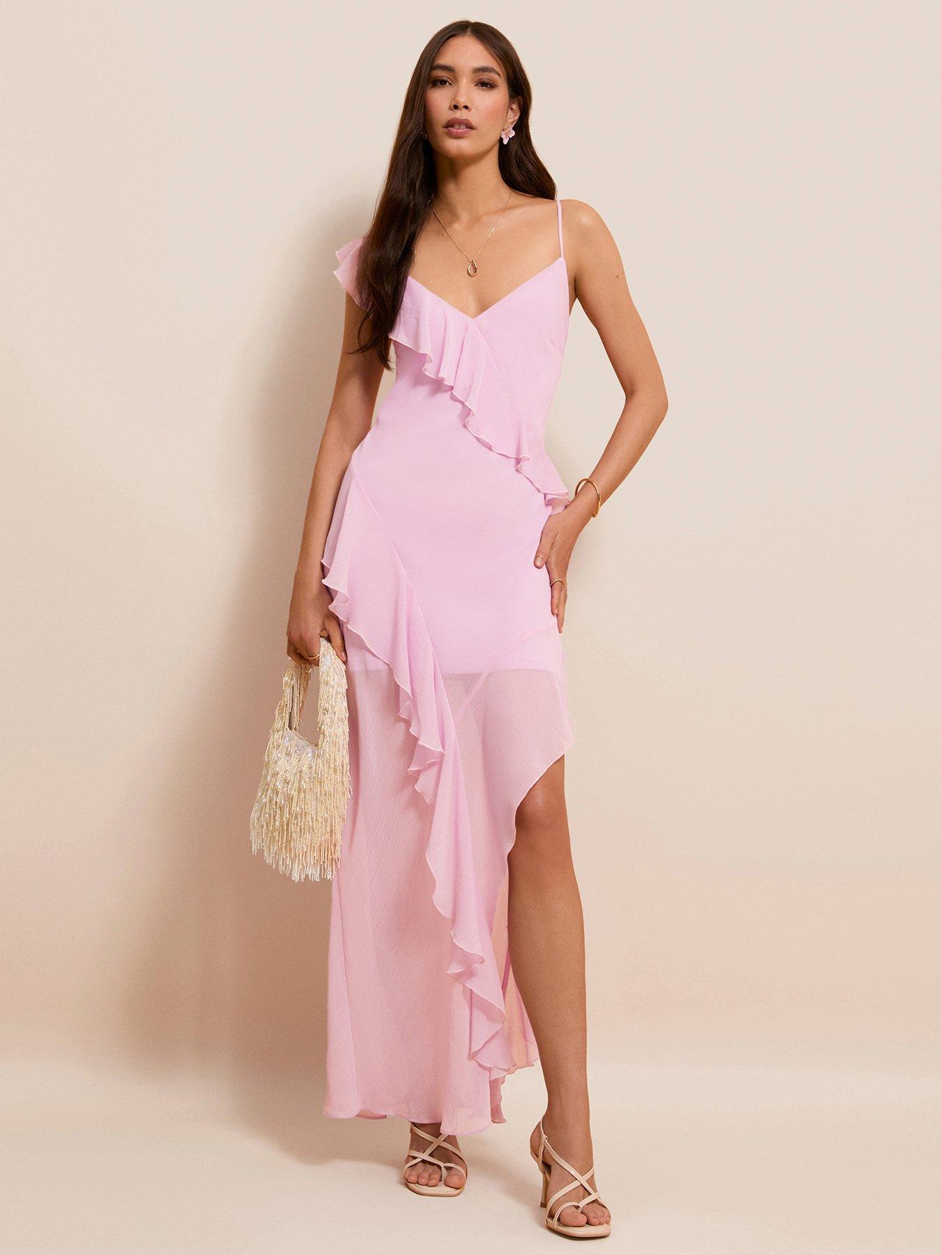 New Look Chiffon Ruffle Trim Strappy Midi Dress - Lilac