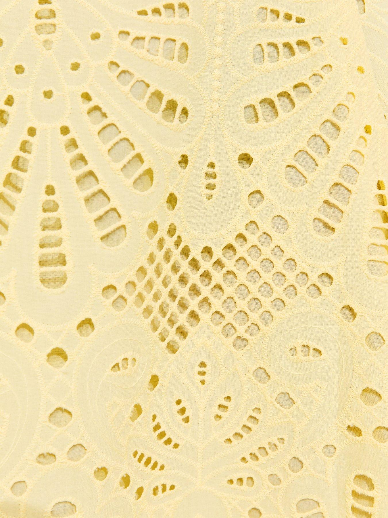 Image 5 of 5 of New Look Cutwork Strappy Midi Dress - Yellow