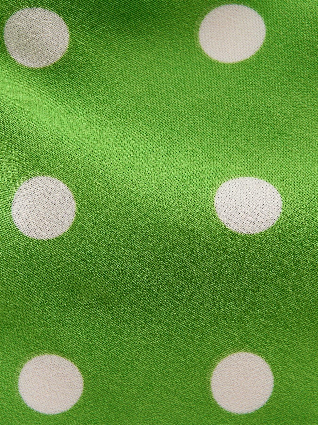 Image 6 of 6 of New Look Polka Dot Satin Strappy Midi Dress - Green