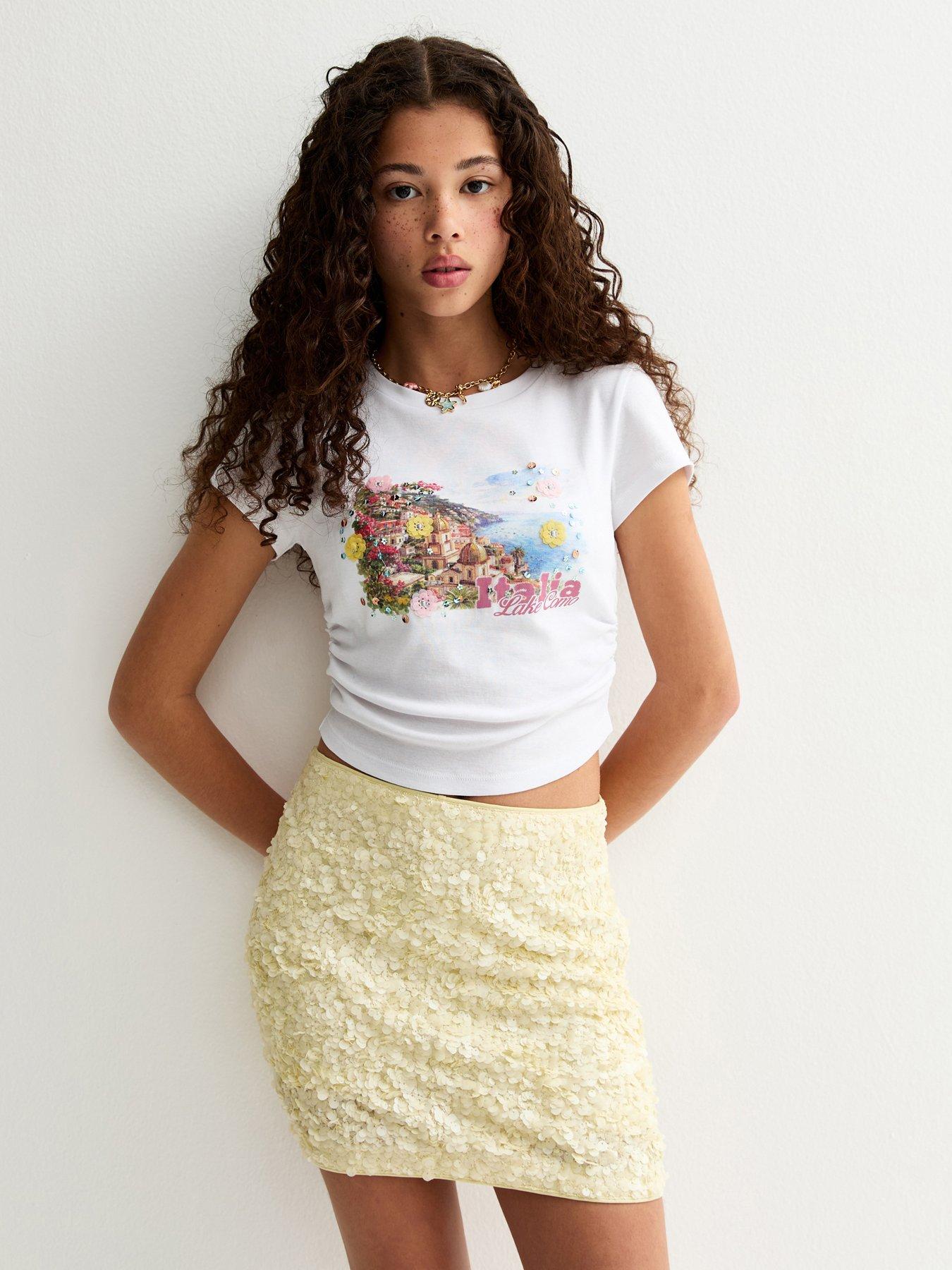 New Look 915 Mixed Sequin Skort - Light Yellow