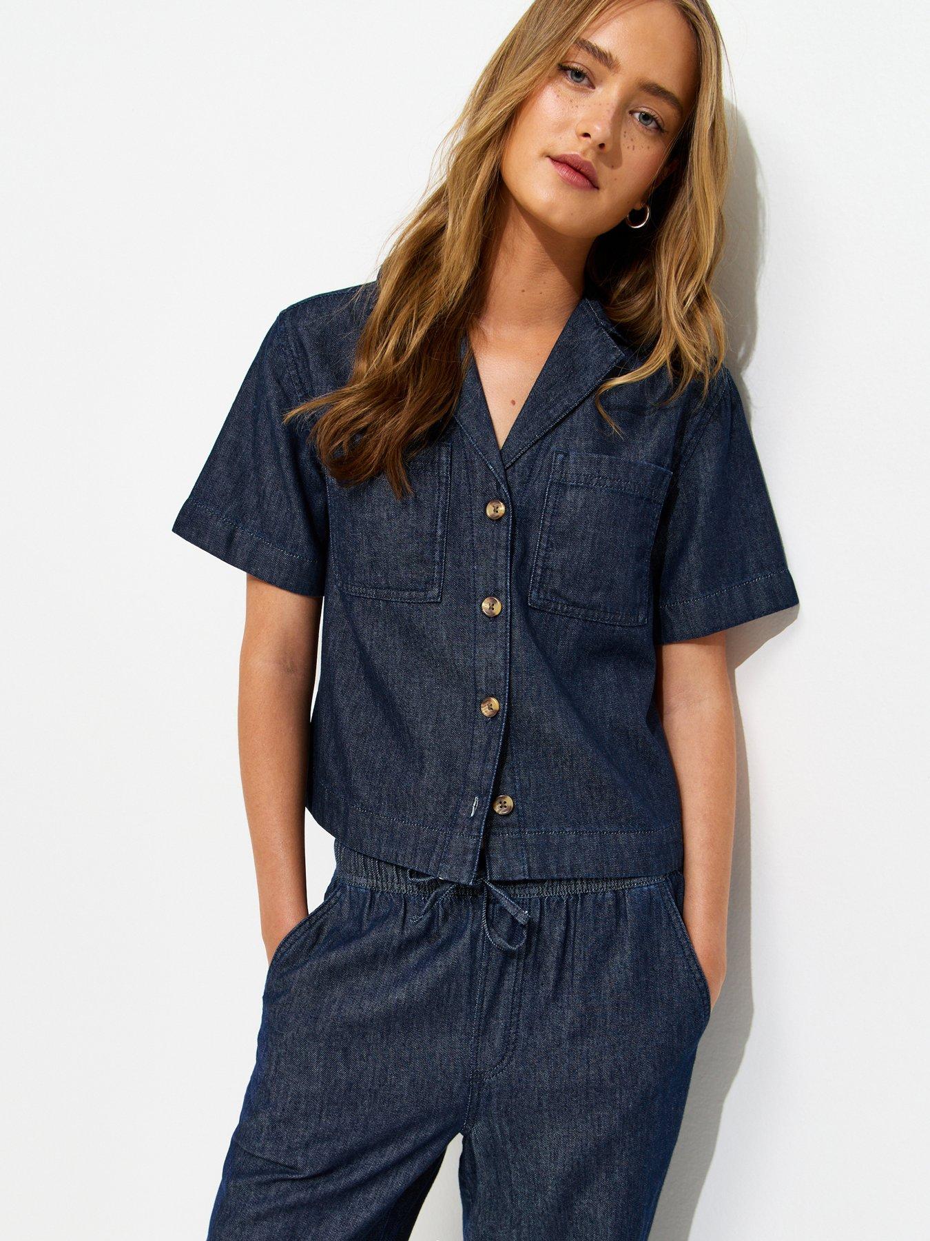 New Look Navy Short Sleeve Boxy Shirt