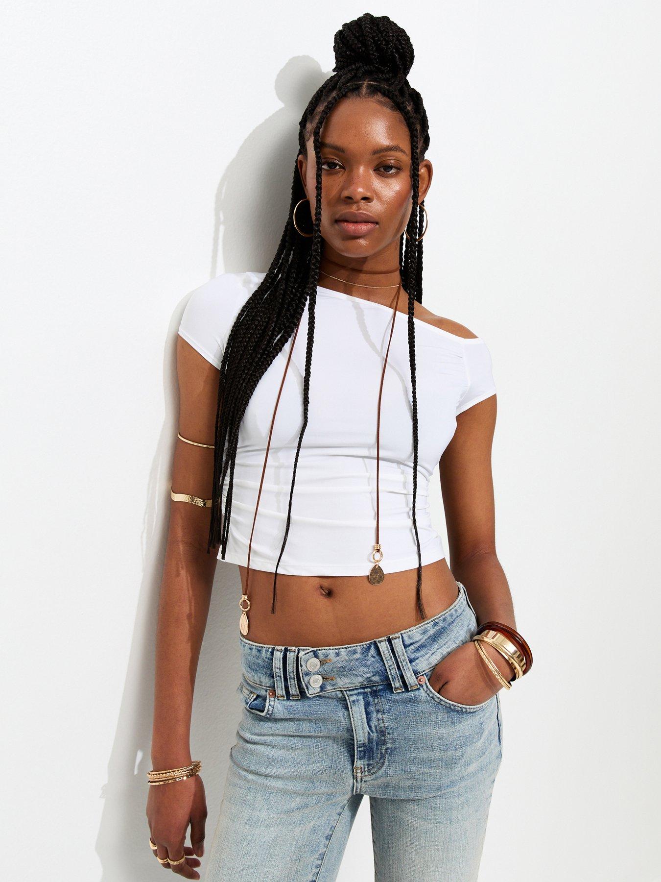 New Look Off Shoulder Gathered Side Top - White