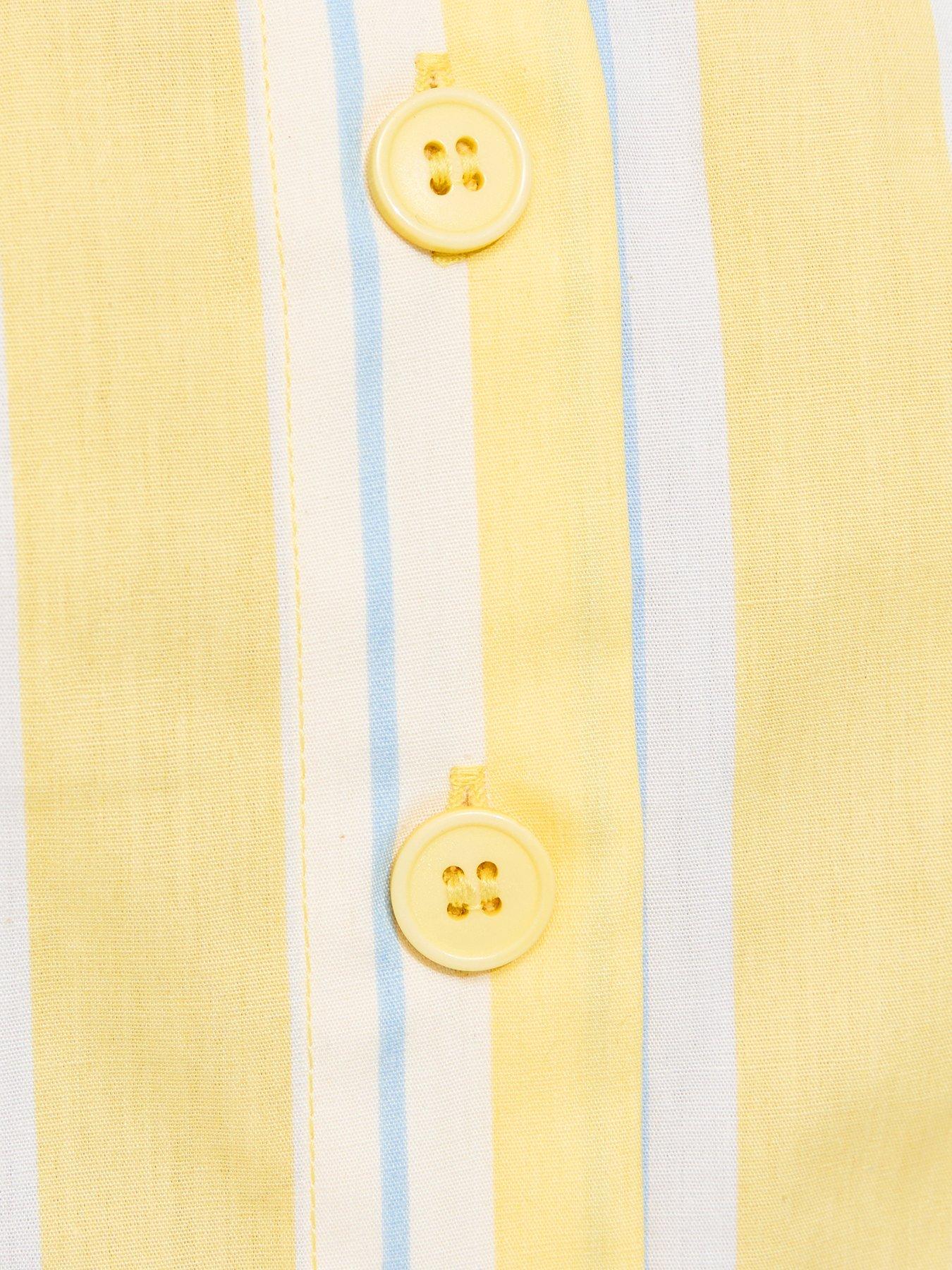 Image 5 of 5 of New Look Striped Peplum Hem Button Front Top - Light Yellow