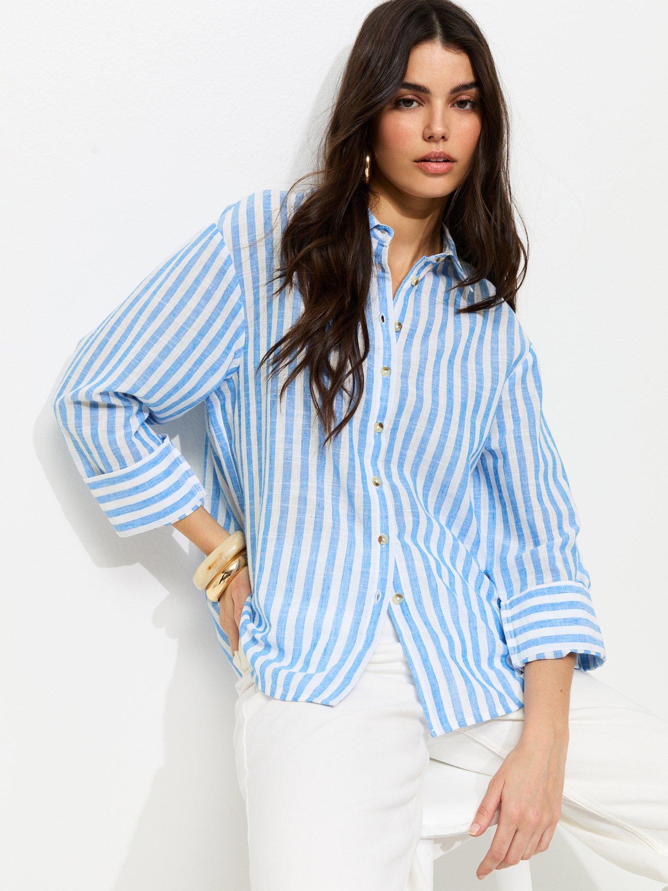 New Look Stripe Long Sleeve Shirt - Blue