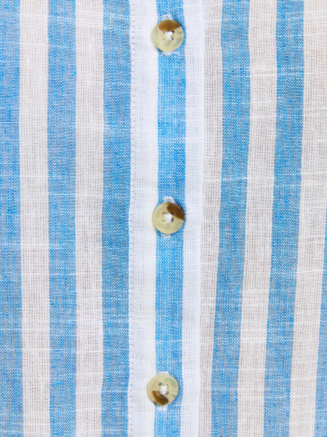 Image 5 of 5 of New Look Stripe Long Sleeve Shirt - Blue