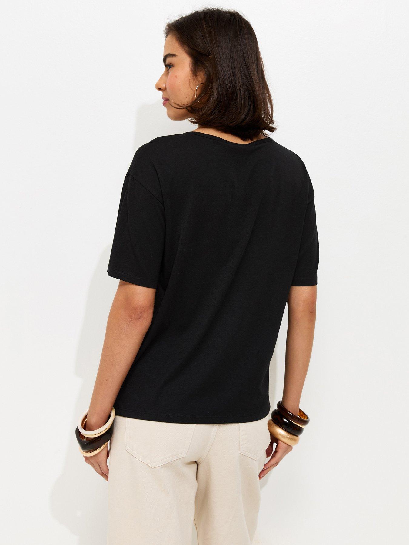 stillFront image of new-look-twisted-keyhole-t-shirt-black