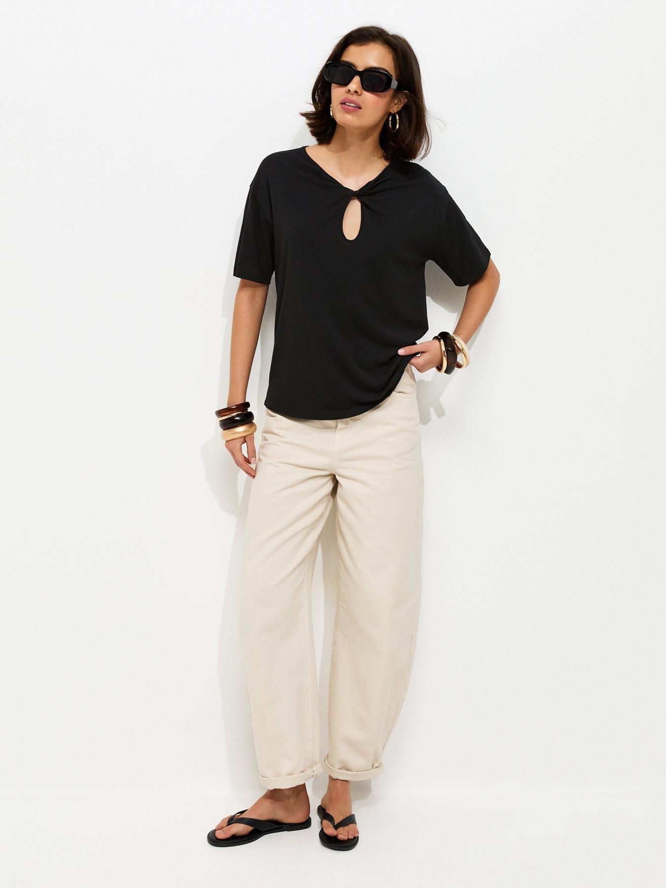  image of new-look-twisted-keyhole-t-shirt-black