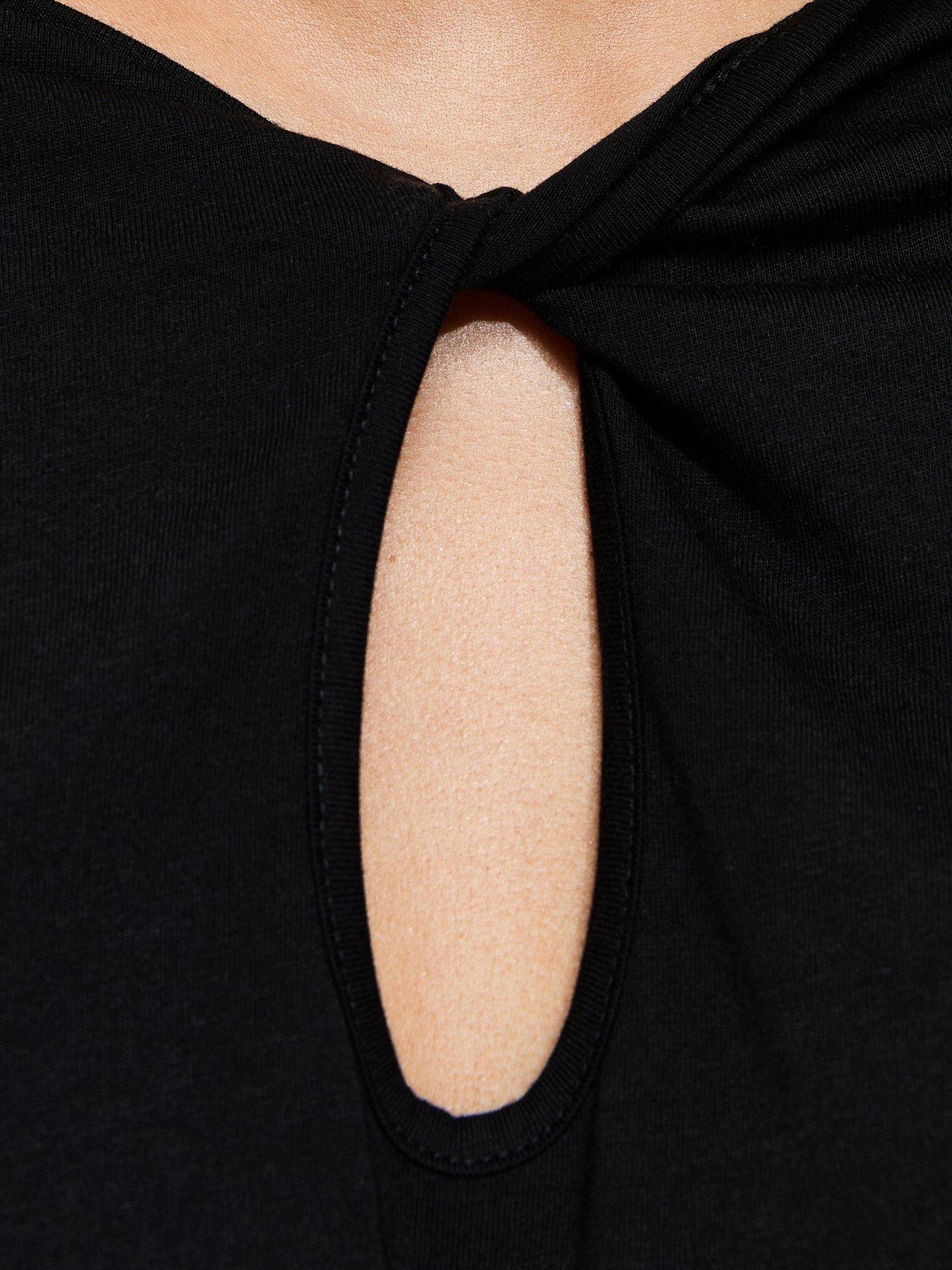  image of new-look-twisted-keyhole-t-shirt-black