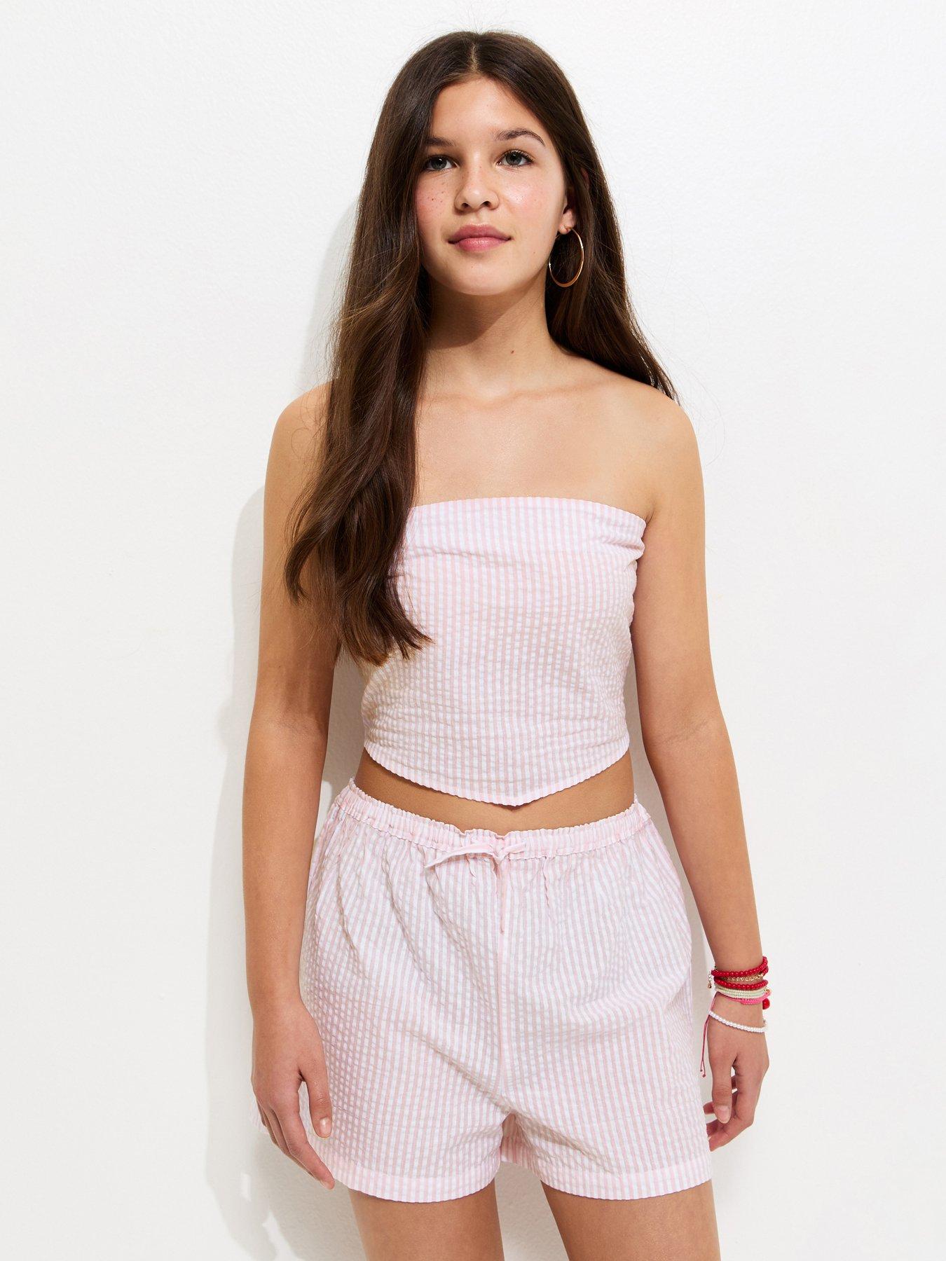 New Look 915 Set Stripe Seersucker Short - Pink