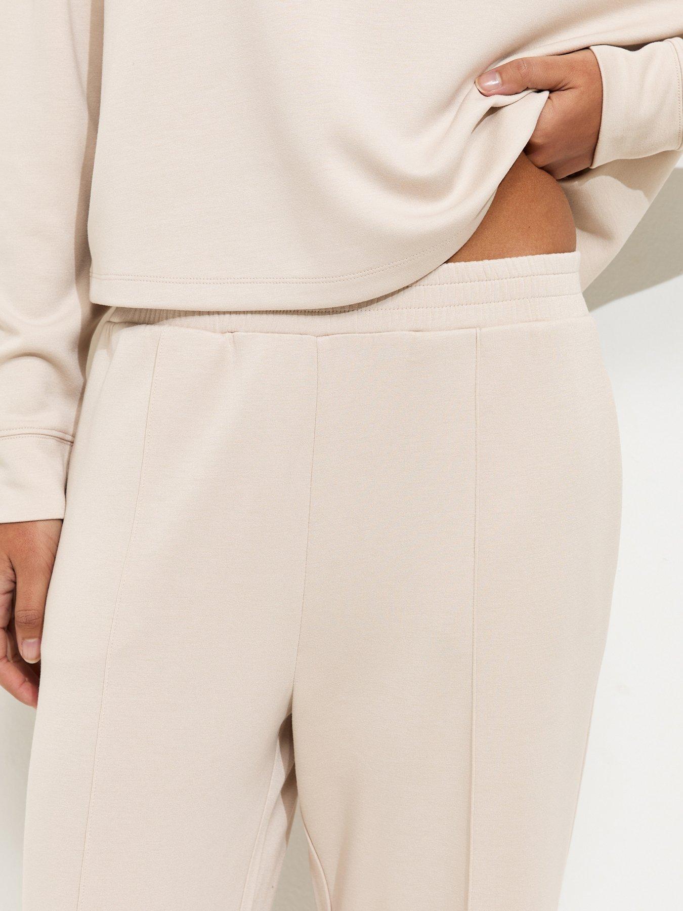 Image 4 of 5 of New Look Premium Stone Wide Leg Co-ord Joggers - Beige