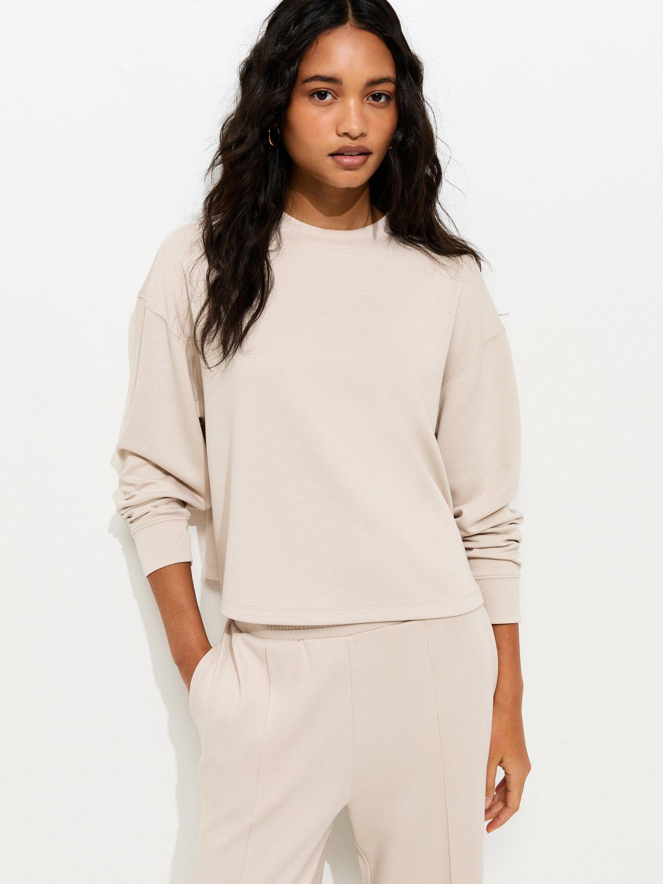 Image 1 of 5 of New Look Premium Crew Neck Sweatshirt - Stone