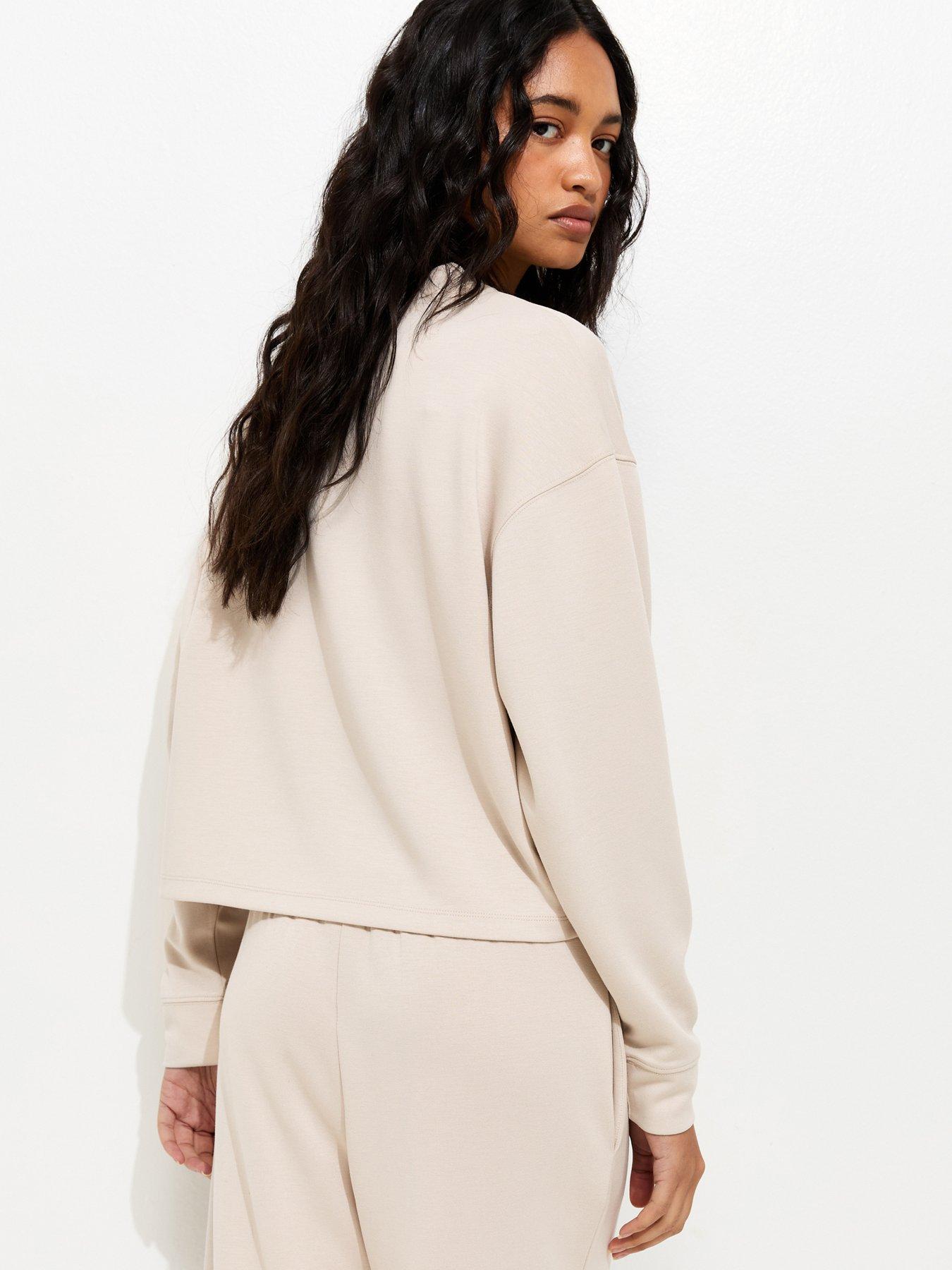 Image 2 of 5 of New Look Premium Crew Neck Sweatshirt - Stone