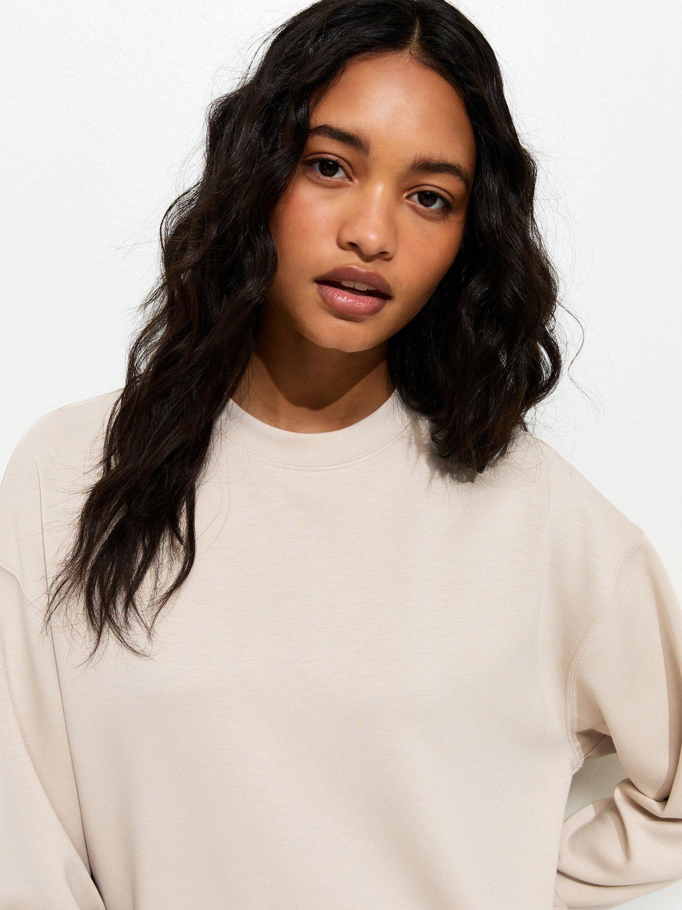 Image 4 of 5 of New Look Premium Crew Neck Sweatshirt - Stone