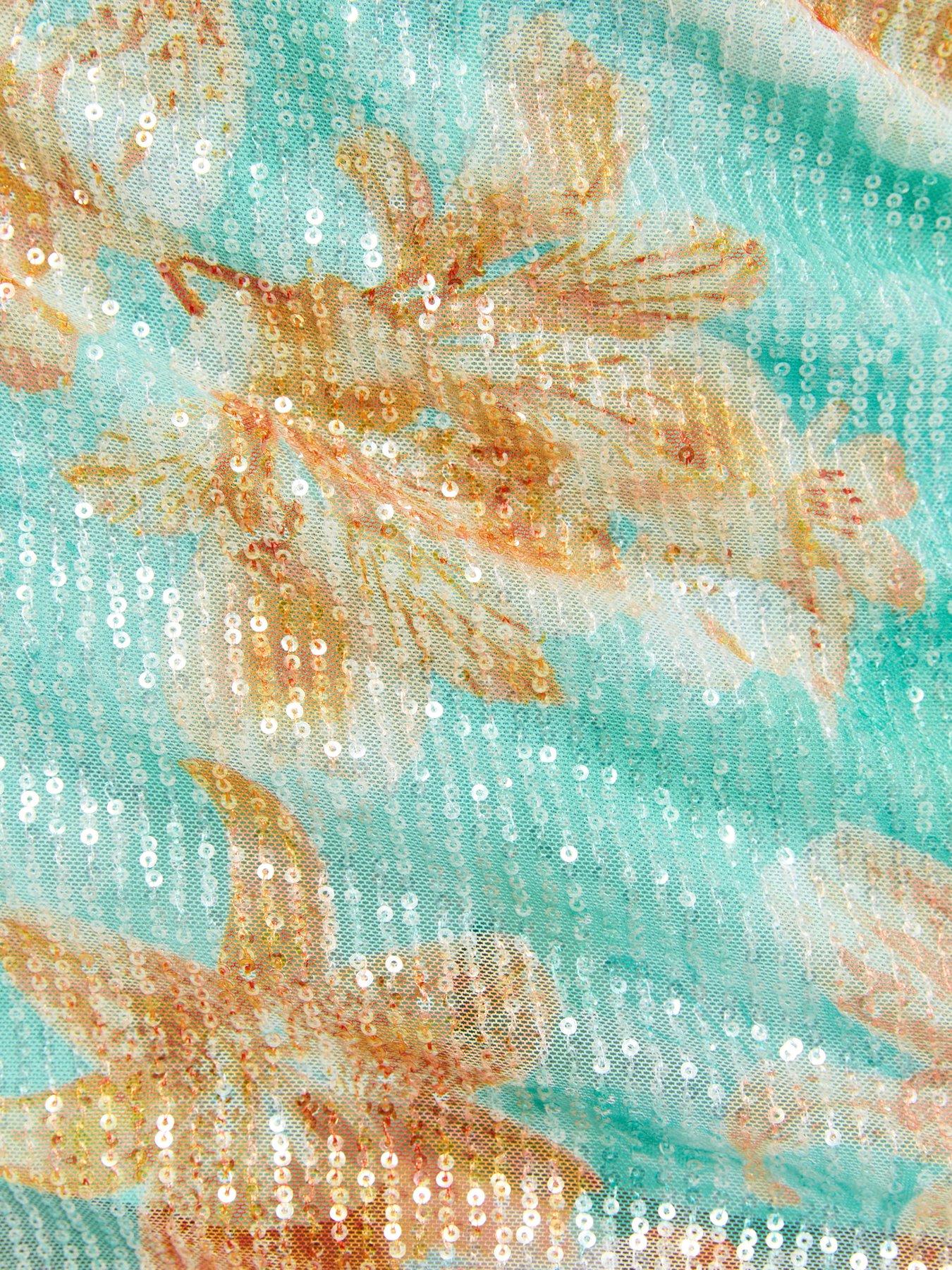 Image 5 of 5 of New Look 915 Girls Turquoise Tropical Print Sequinned Skort - Light Blue