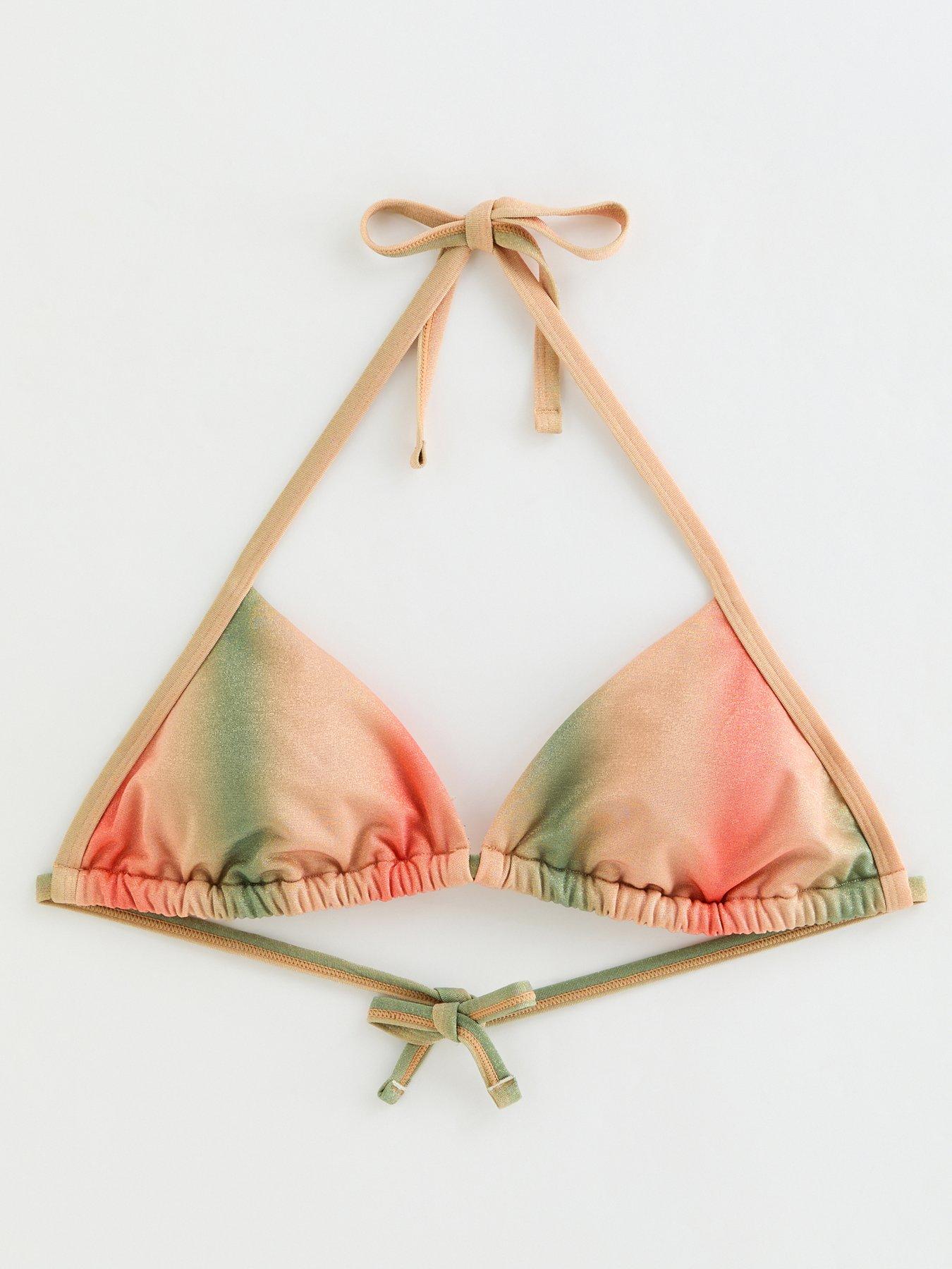 Image 5 of 6 of New Look Ombre Triangle Bikini Top - Green
