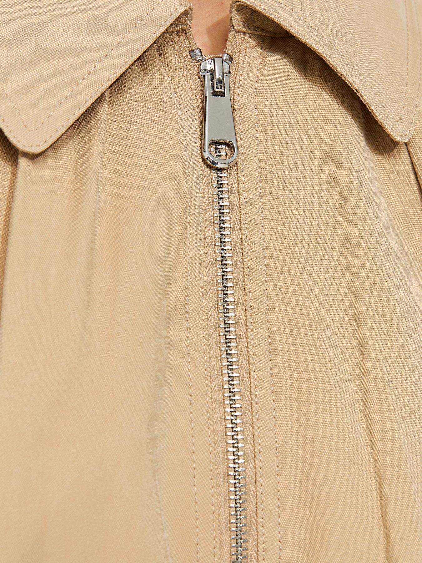 Image 6 of 6 of New Look Camel Gathered Sleeve Zip Front Jacket - Brown
