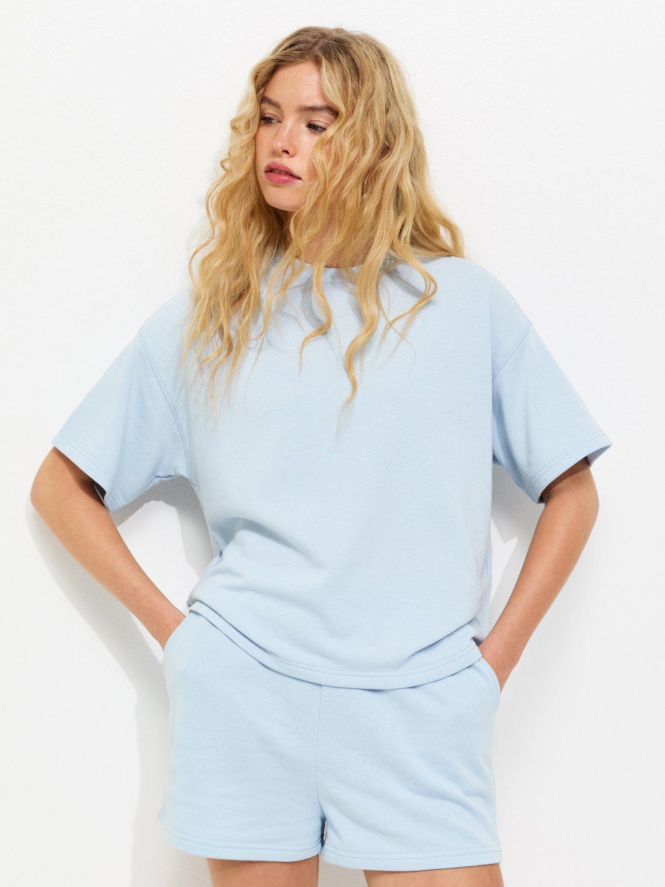 New Look Boxy Sweatshirt T-Shirt - Light Blue