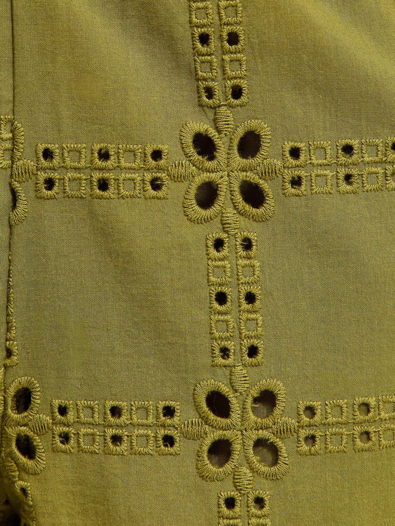  image of new-look-green-cutwork-wide-leg-co-ord-trousers