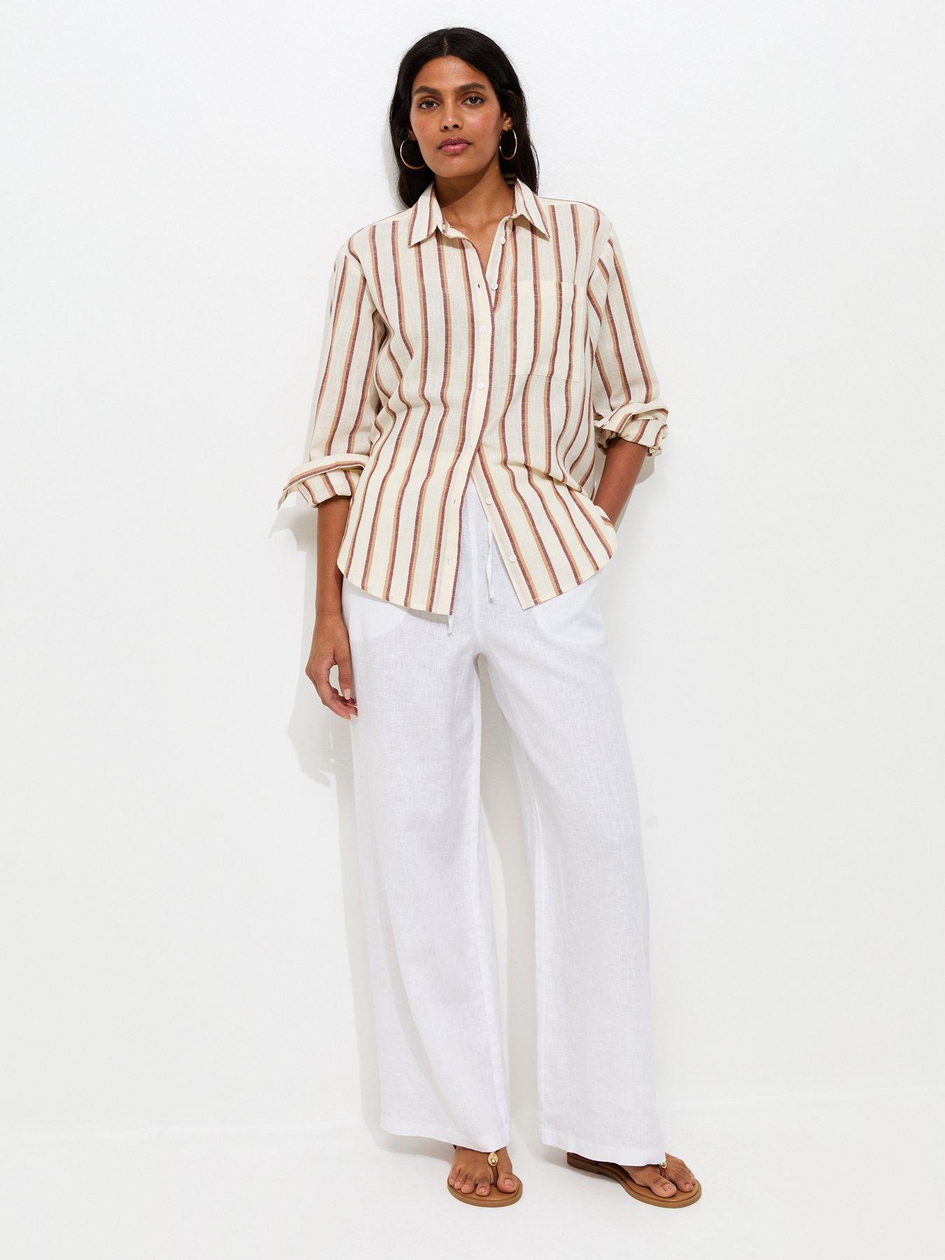 New Look Linen Wide Leg Trousers - White