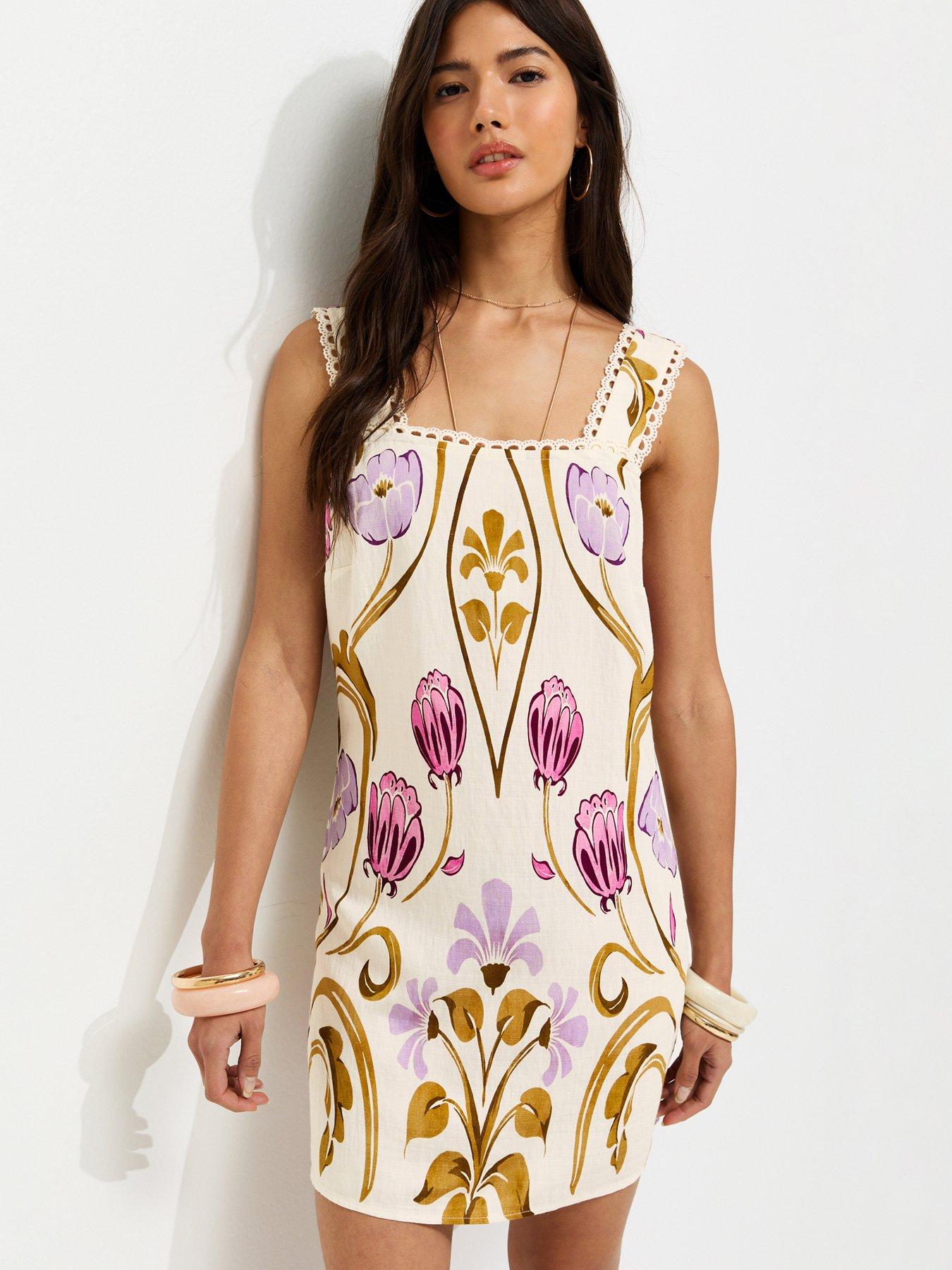 New Look Cream Botanical Cami Mini Dress